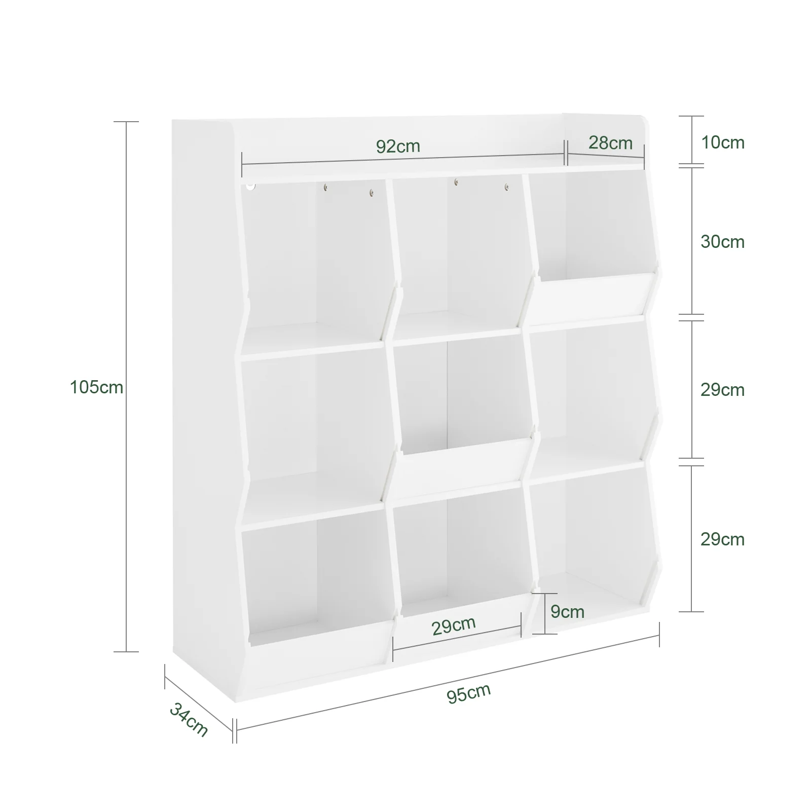 SoBuy KMB120-W Librería Infantil Estantería para libros y Juguetes con 9 Compartimientos Blanco 95x34x105 cm - Image 3