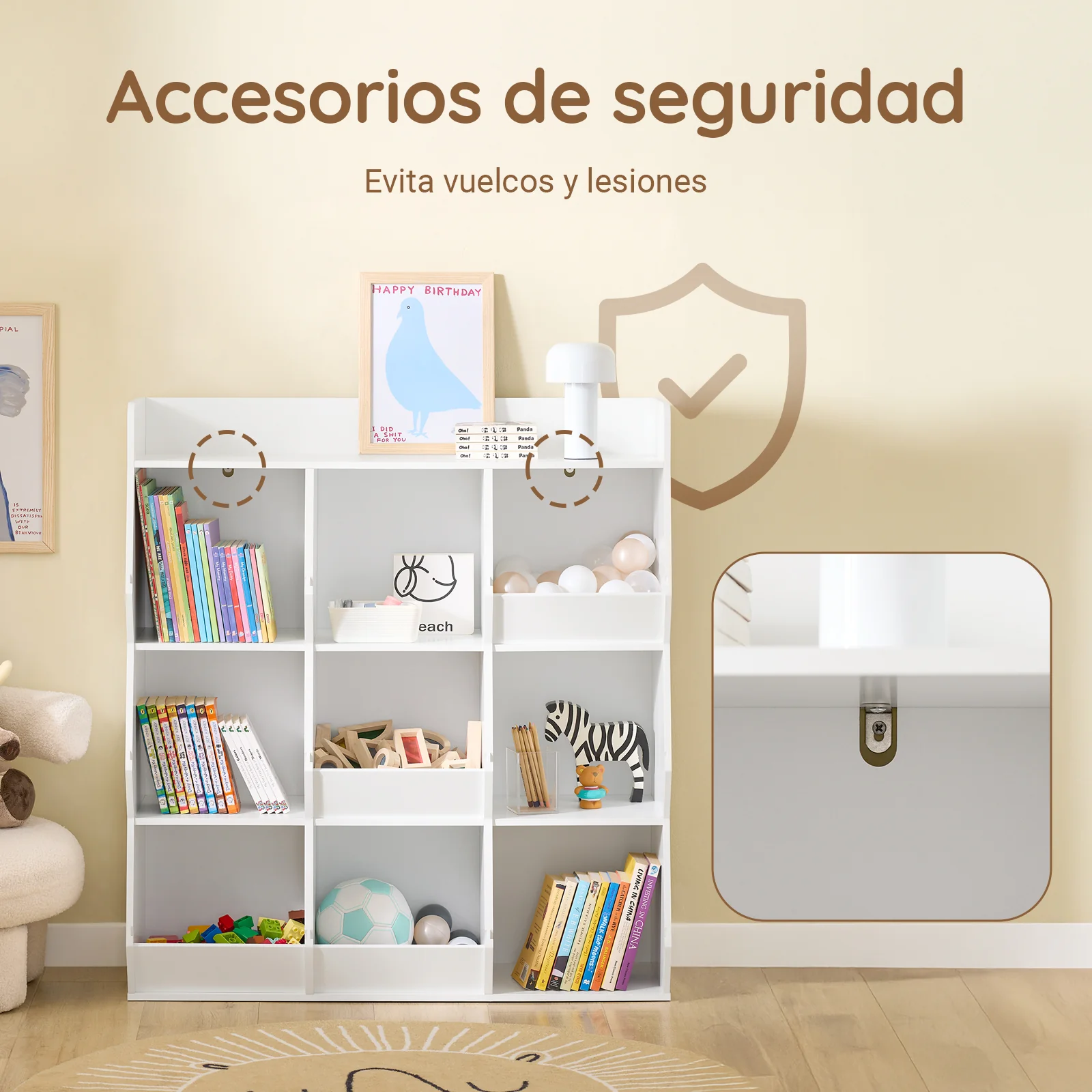 SoBuy KMB120-W Librería Infantil Estantería para libros y Juguetes con 9 Compartimientos Blanco 95x34x105 cm - Image 4