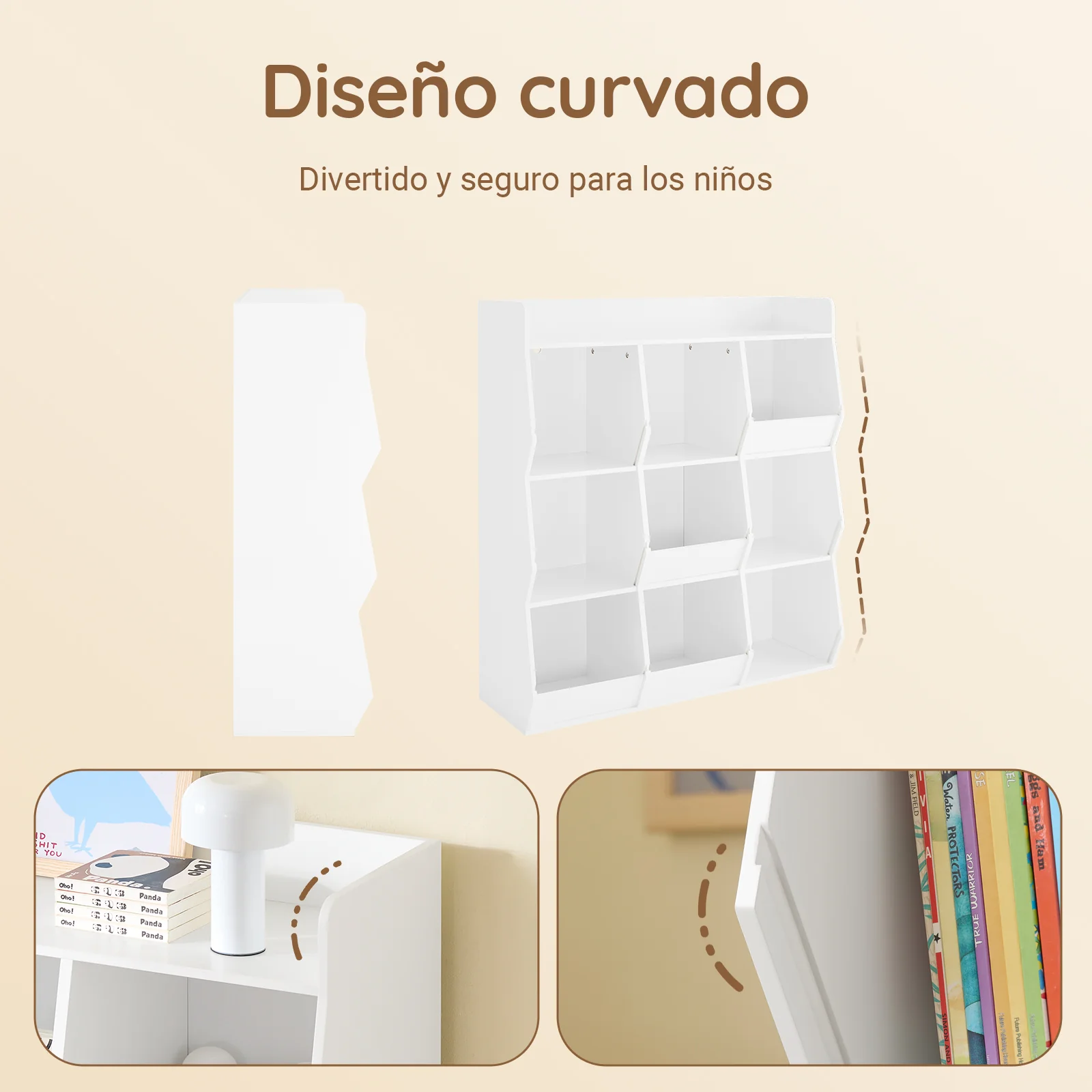 SoBuy KMB120-W Librería Infantil Estantería para libros y Juguetes con 9 Compartimientos Blanco 95x34x105 cm - Image 6