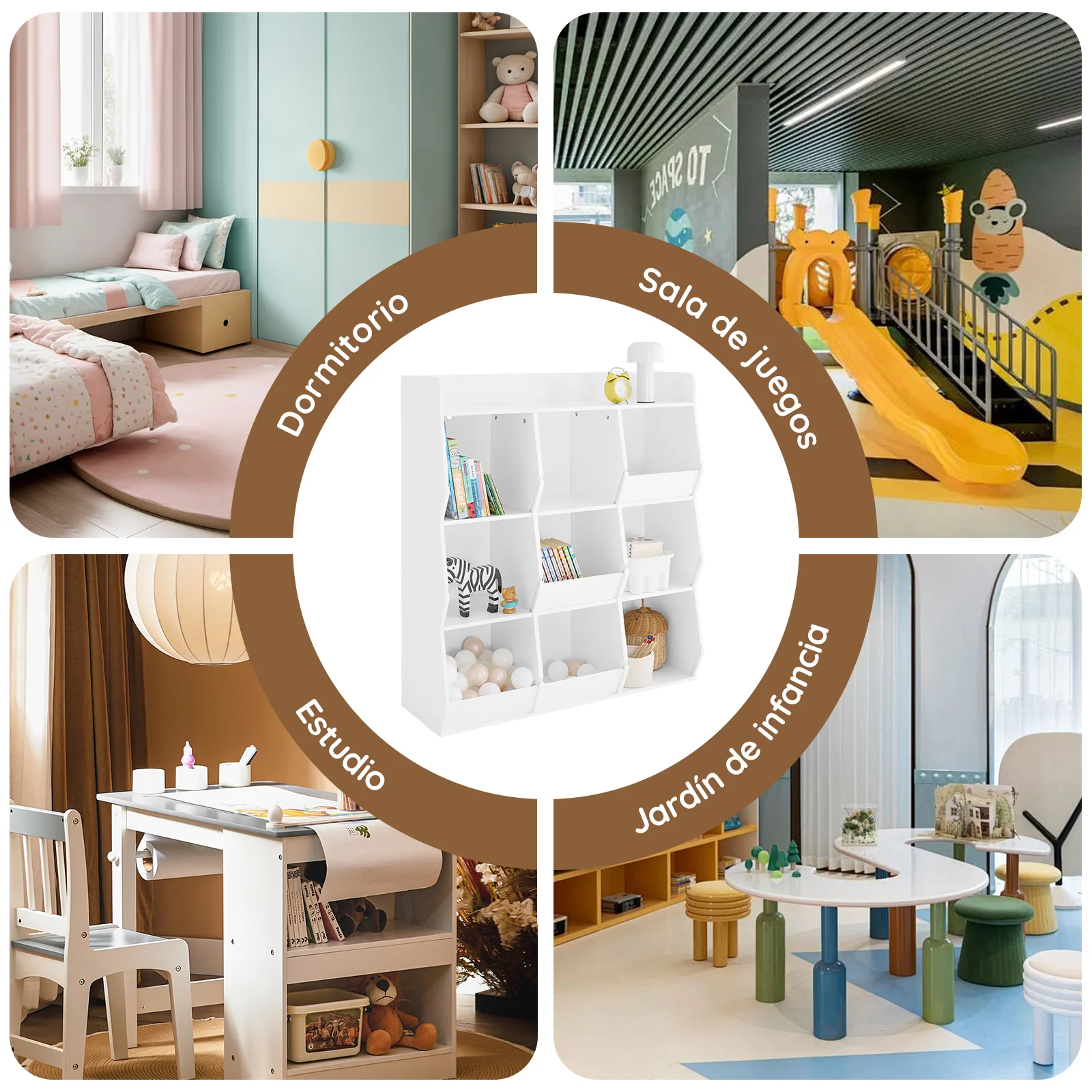 SoBuy KMB120-W Librería Infantil Estantería para libros y Juguetes con 9 Compartimientos Blanco 95x34x105 cm - Image 7