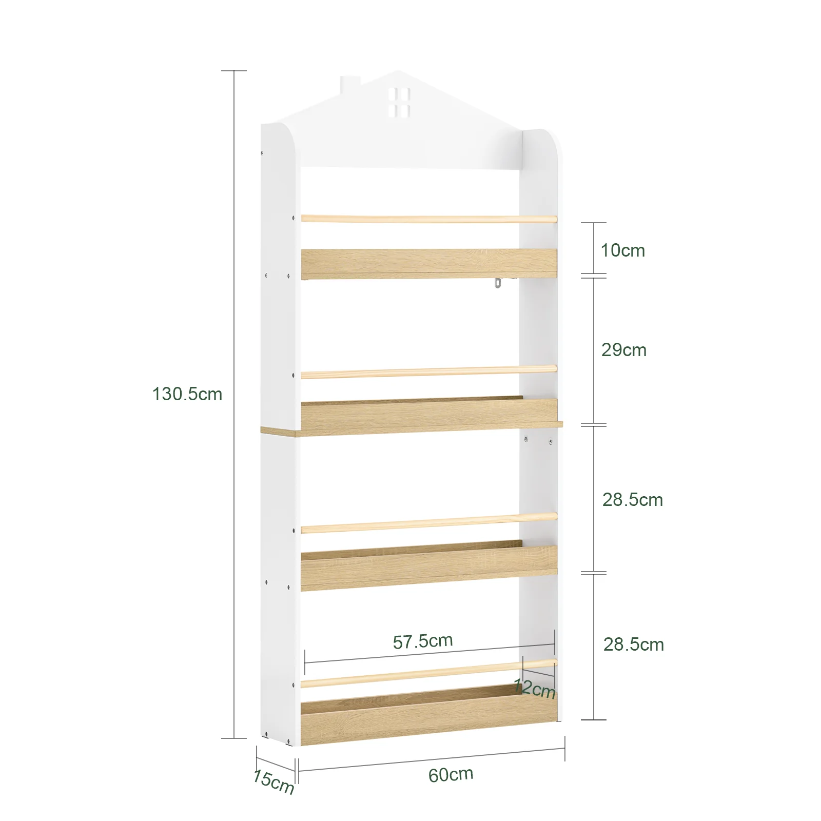 SoBuy KMB121-WN LibrerÃa infantil con 4 Estantes L130,5 cm Blanco y Natura - Image 3