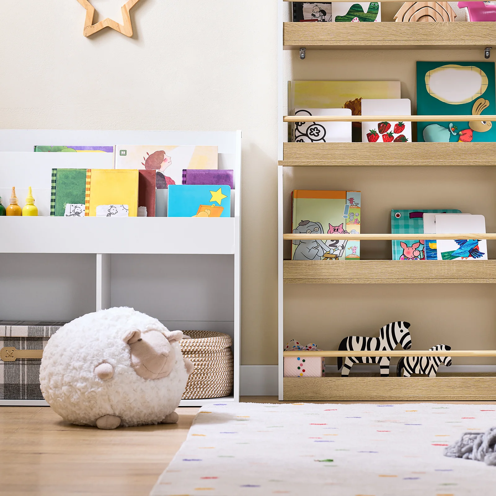 SoBuy KMB121-WN LibrerÃa infantil con 4 Estantes L130,5 cm Blanco y Natura - Image 5