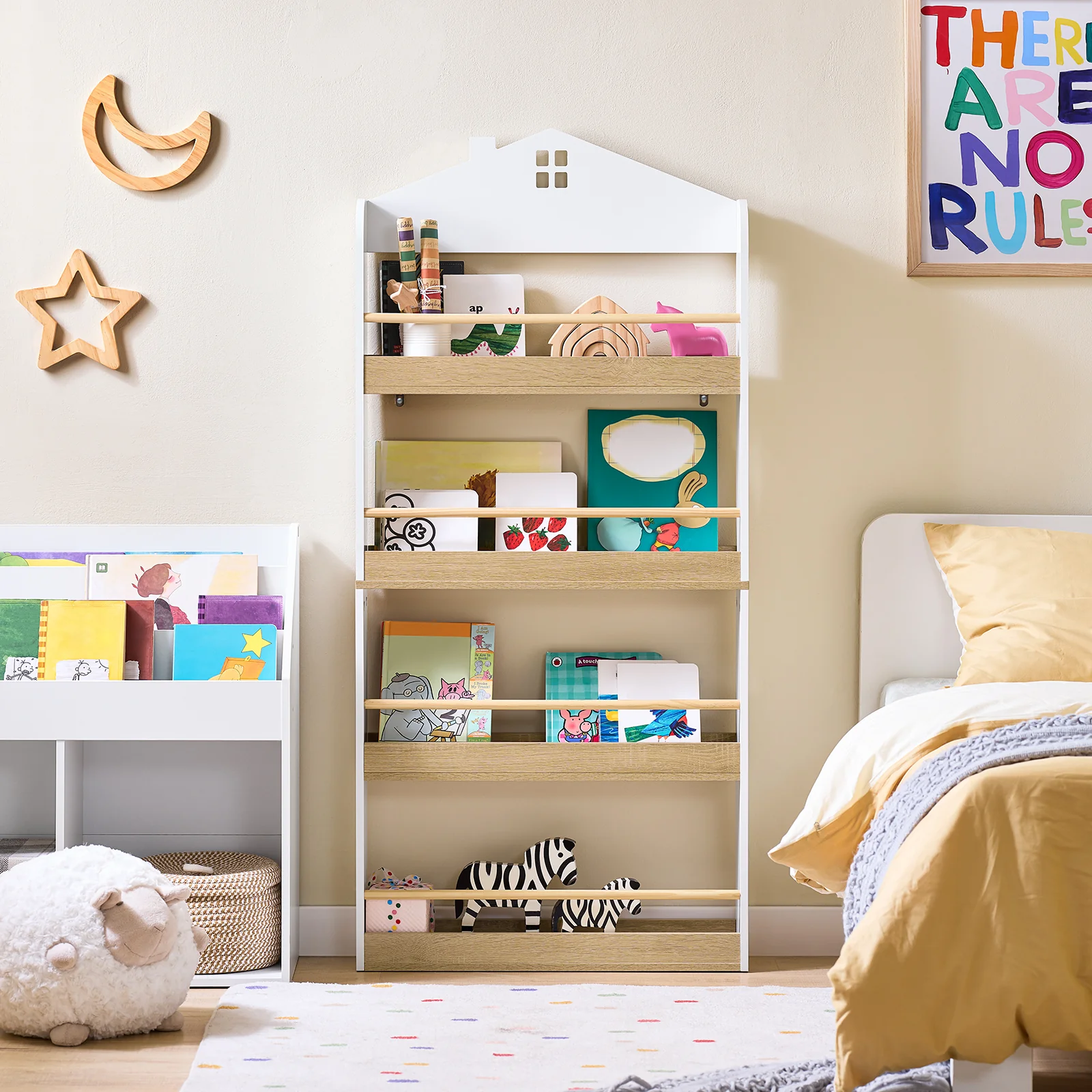 SoBuy KMB121-WN LibrerÃa infantil con 4 Estantes L130,5 cm Blanco y Natura - Image 9