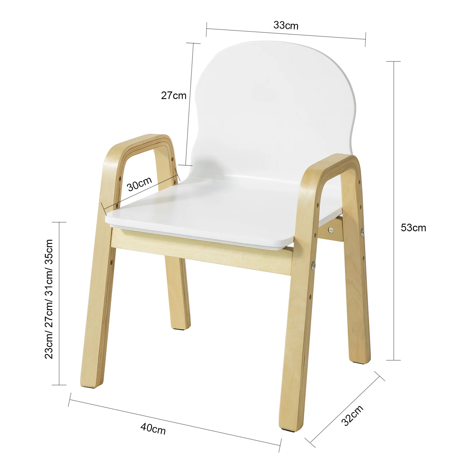 SoBuy KMB24-Wx2 Sillas Infantiles x2 con 4 Alturas de Asiento Diferentes 23-35 cm - Image 3
