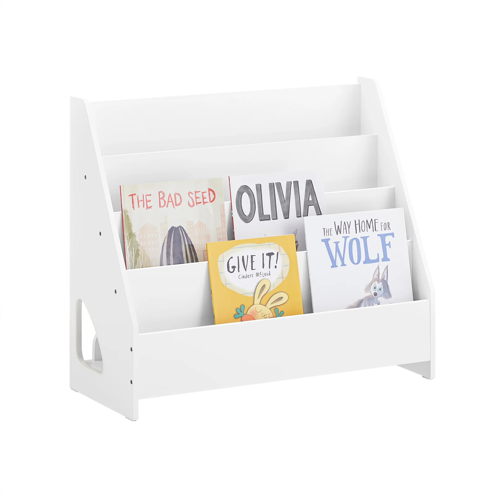 SoBuy KMB32-K-W Librería Infantil para Niños de 4 Niveles y 1 Compartimento Abierto Blanco 70 x 30 x 60 cm
