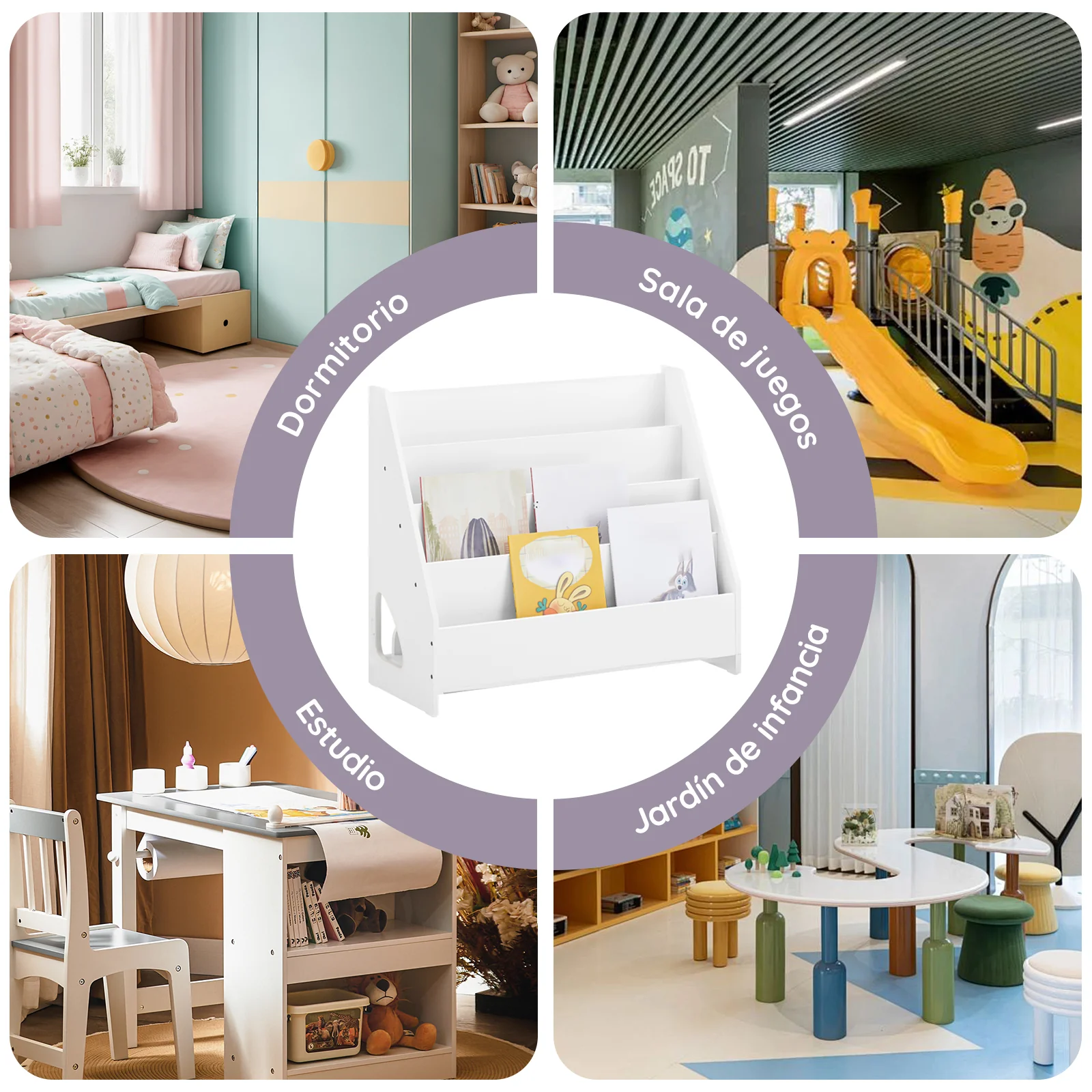 SoBuy KMB32-K-W Librería Infantil para Niños de 4 Niveles y 1 Compartimento Abierto Blanco 70 x 30 x 60 cm - Image 10