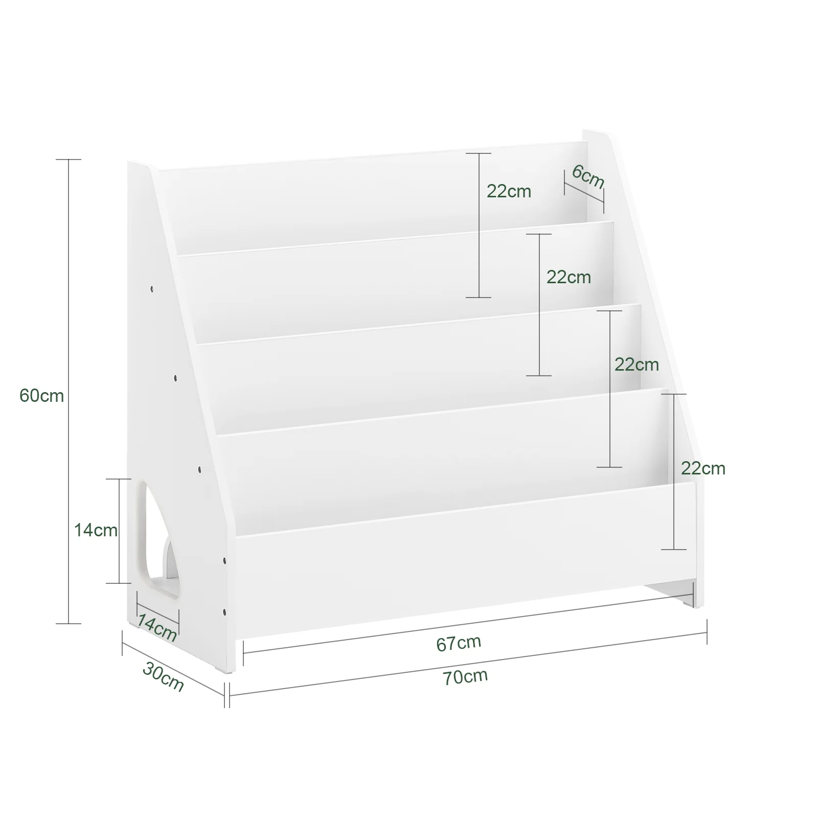 SoBuy KMB32-K-W Librería Infantil para Niños de 4 Niveles y 1 Compartimento Abierto Blanco 70 x 30 x 60 cm - Image 3