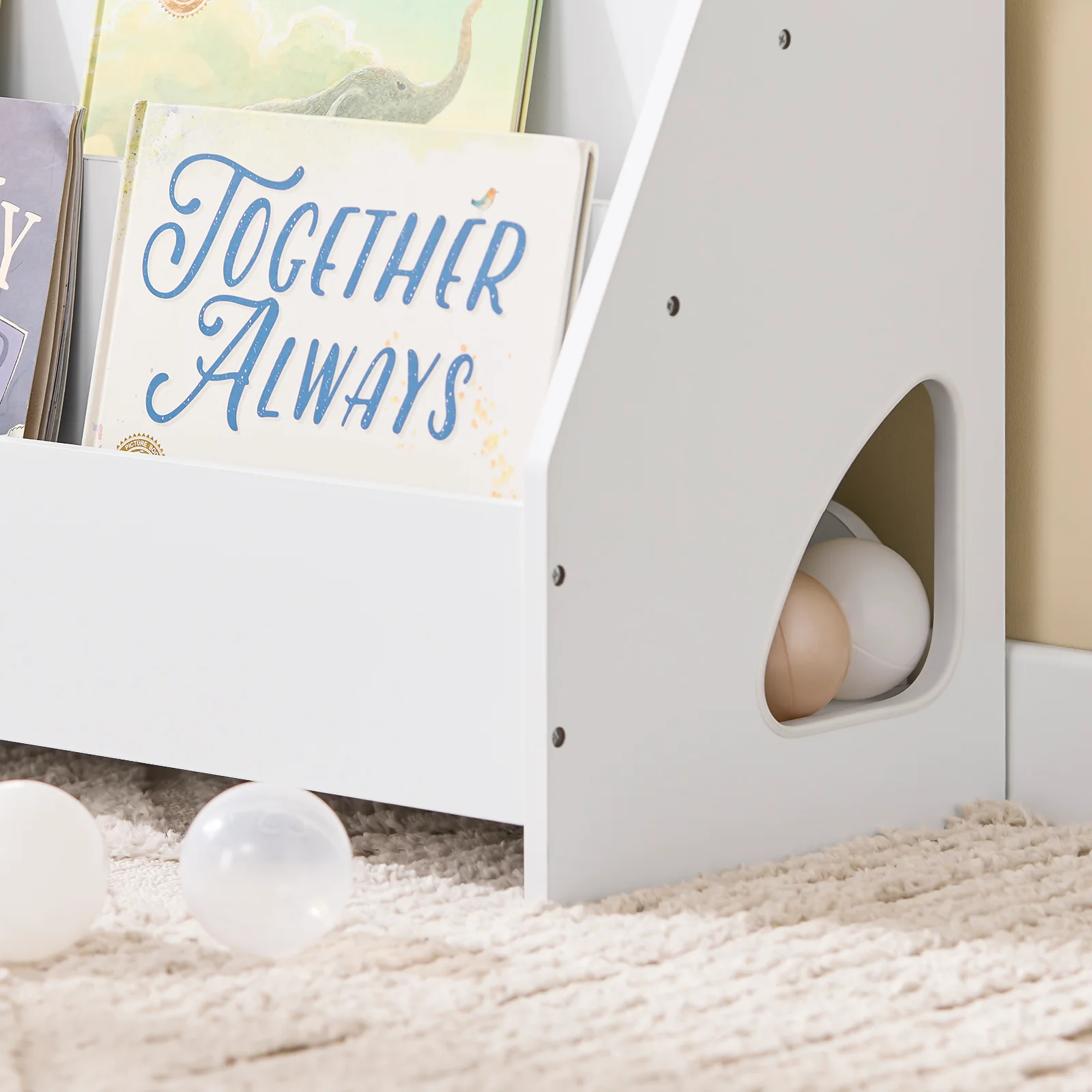 SoBuy KMB32-K-W Librería Infantil para Niños de 4 Niveles y 1 Compartimento Abierto Blanco 70 x 30 x 60 cm - Image 6