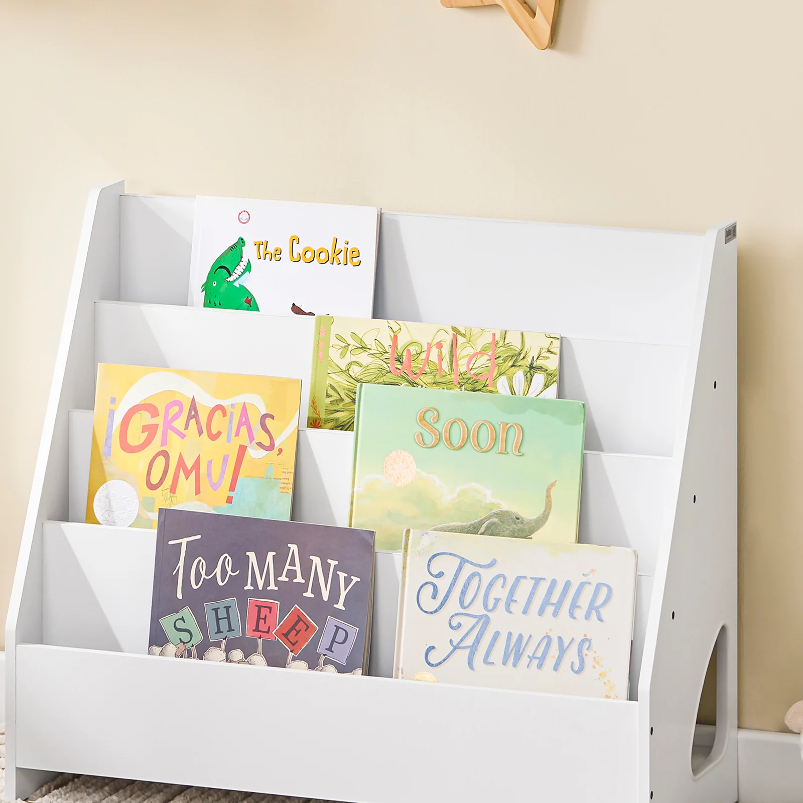 SoBuy KMB32-K-W Librería Infantil para Niños de 4 Niveles y 1 Compartimento Abierto Blanco 70 x 30 x 60 cm - Image 7