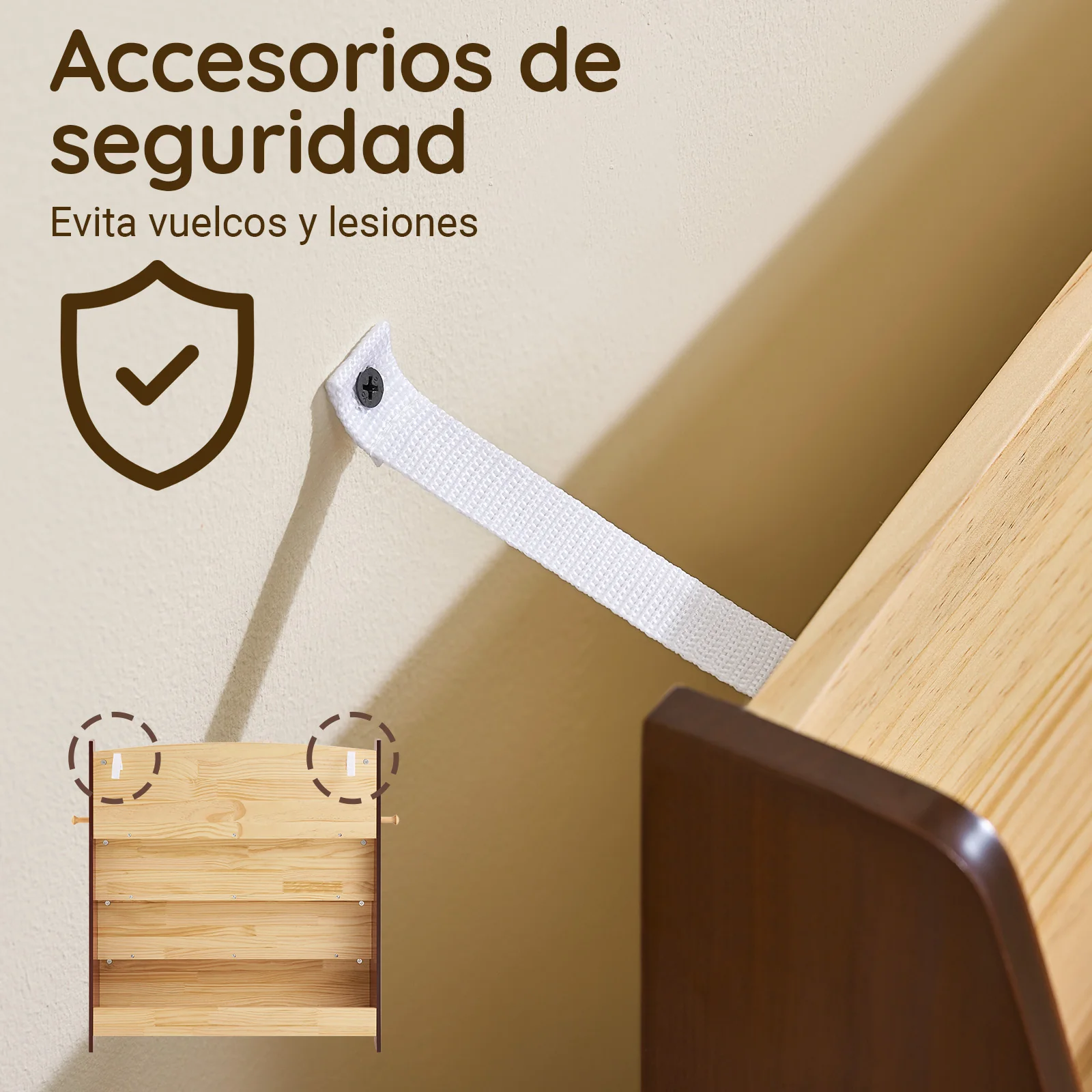 SoBuy KMB32-N Libreria Infantil con 4 Compartimentos y 2 Ganchos Marrón - Image 6