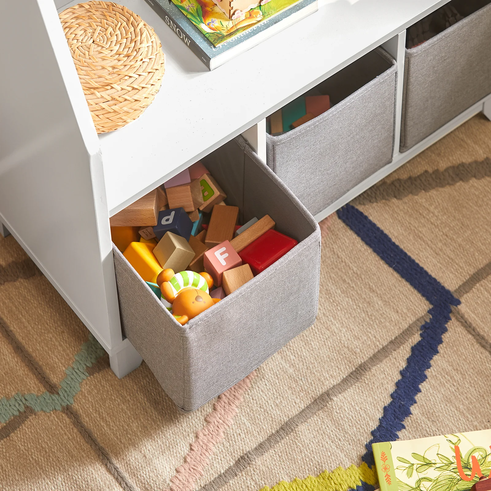 SoBuy KMB34-W Librería Infantil con compartimentos de almacenamiento y 3 cestas - Image 6