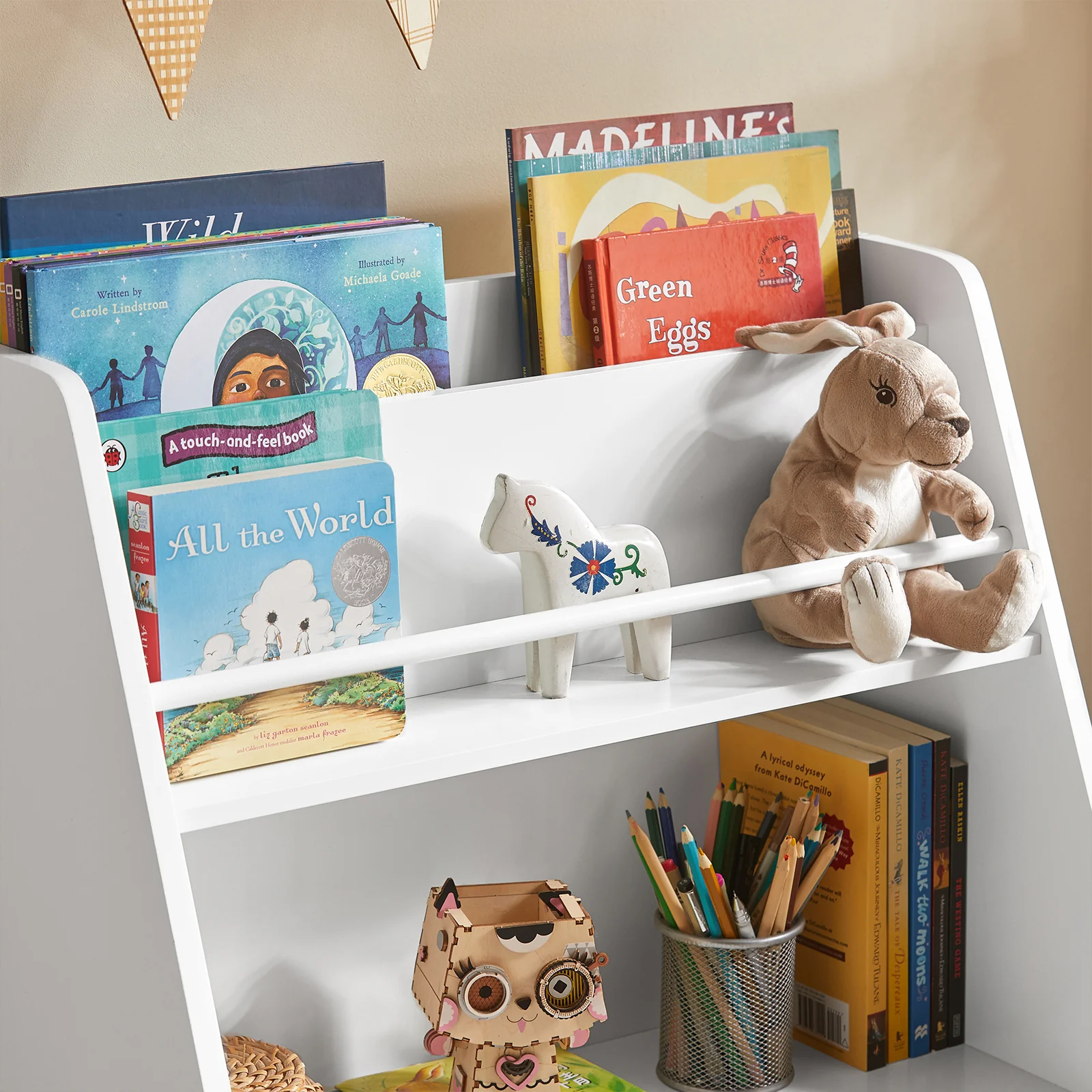 SoBuy KMB34-W Librería Infantil con compartimentos de almacenamiento y 3 cestas - Image 7