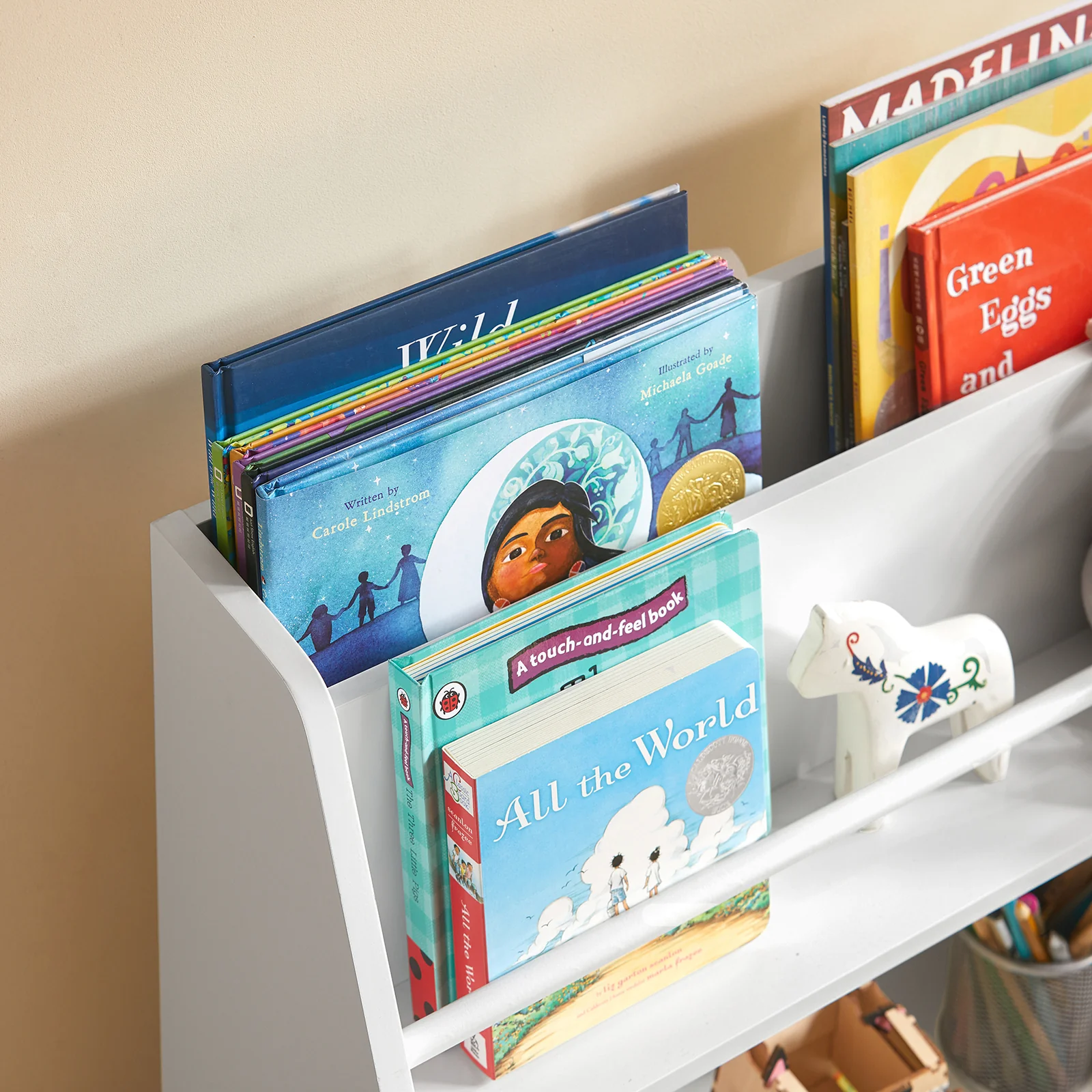 SoBuy KMB34-W Librería Infantil con compartimentos de almacenamiento y 3 cestas - Image 9