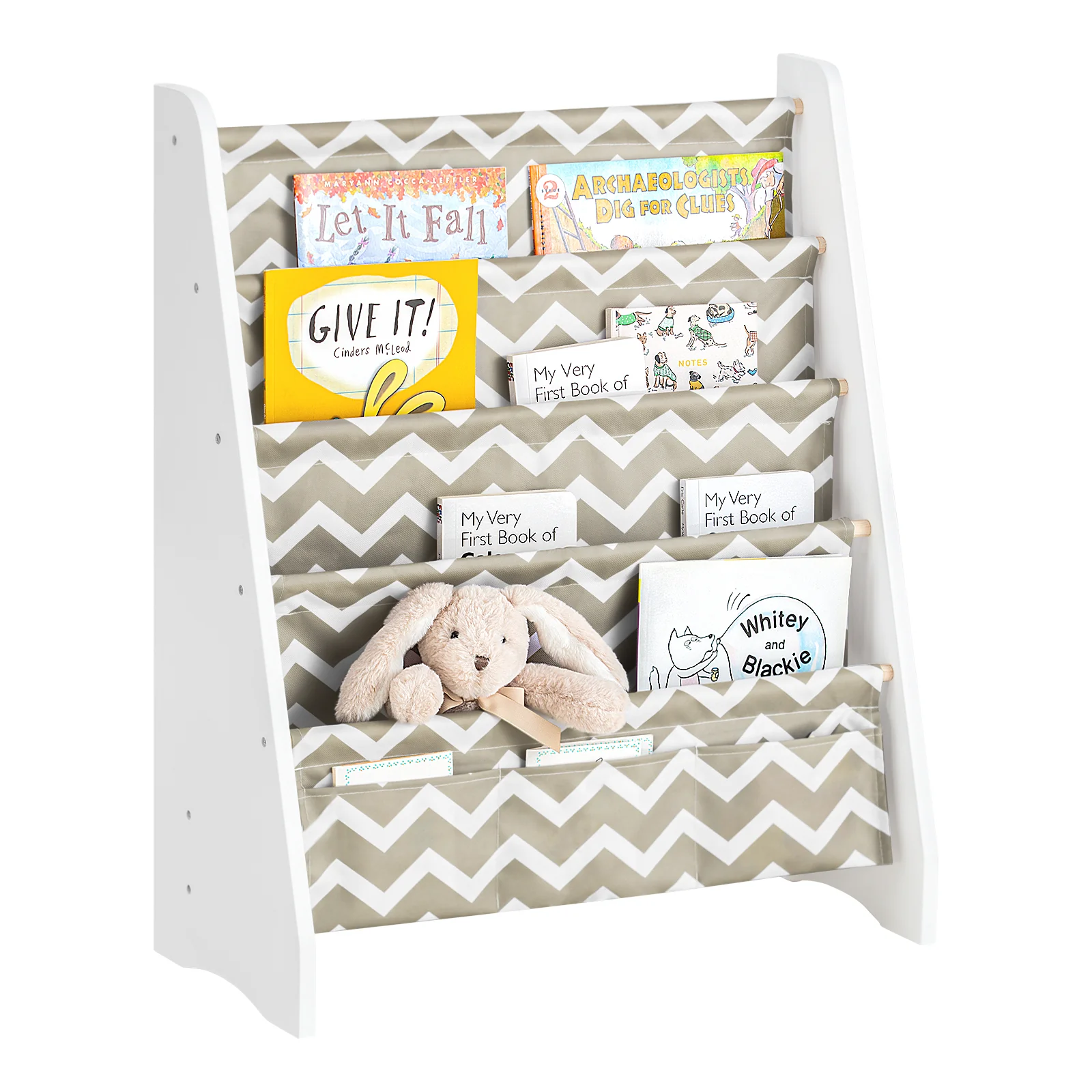 SoBuy KMB50-HG Librería infantil con 4 Estanteríass y 3 bolsillos