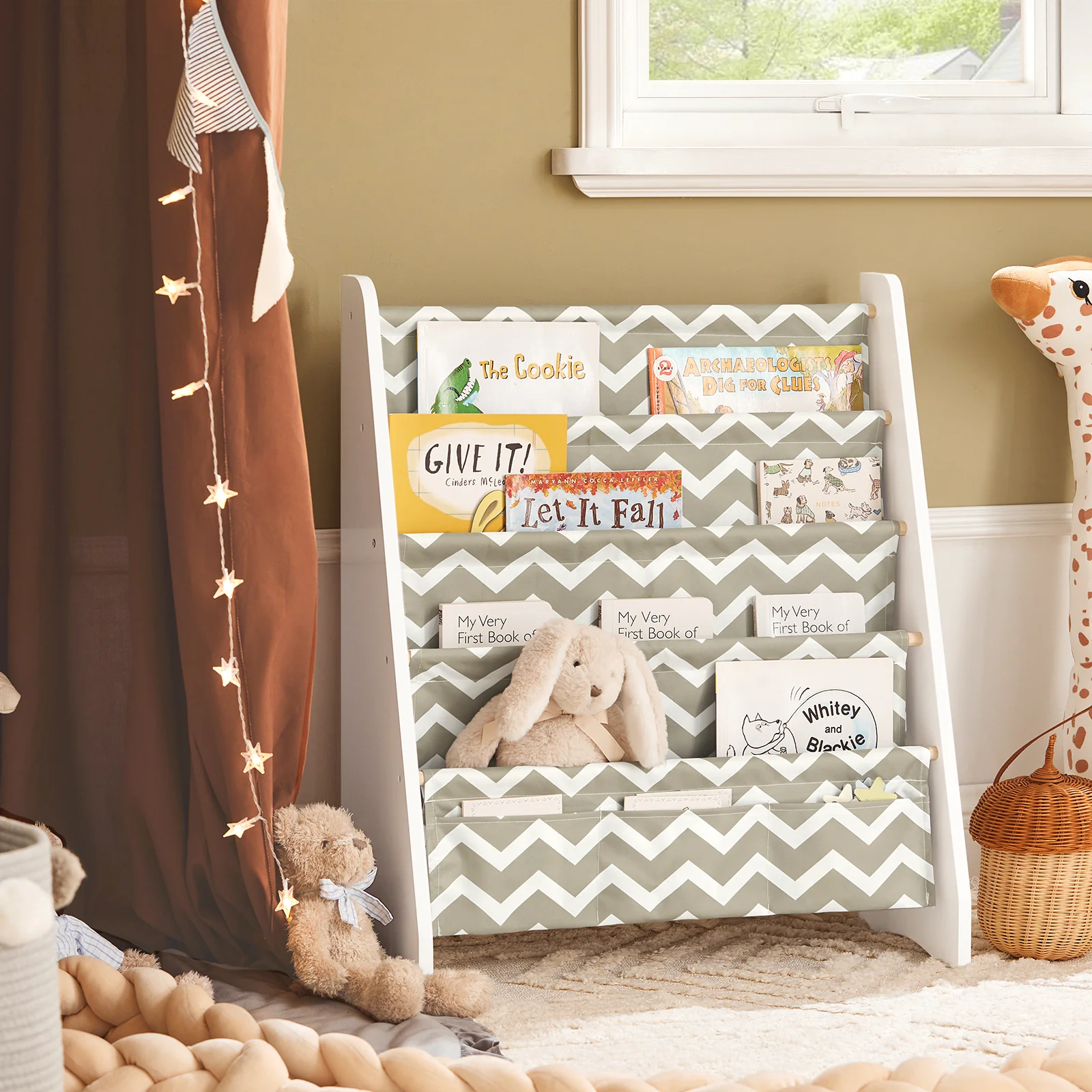 SoBuy KMB50-HG Librería infantil con 4 Estanteríass y 3 bolsillos - Image 2