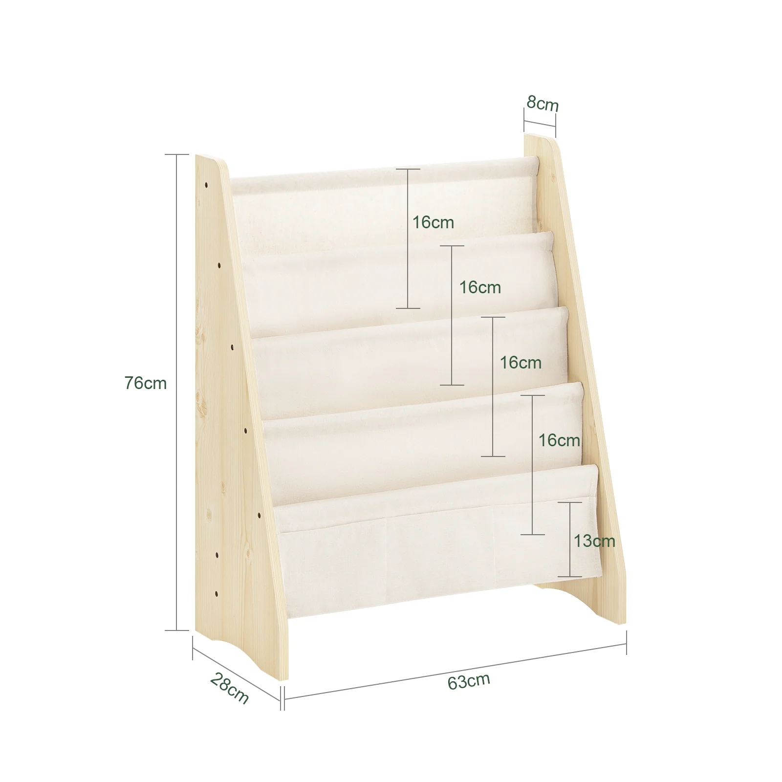 SoBuy KMB50-N Librería Infantil para niños con 4 estanterías y 3 Bolsillos - Image 3