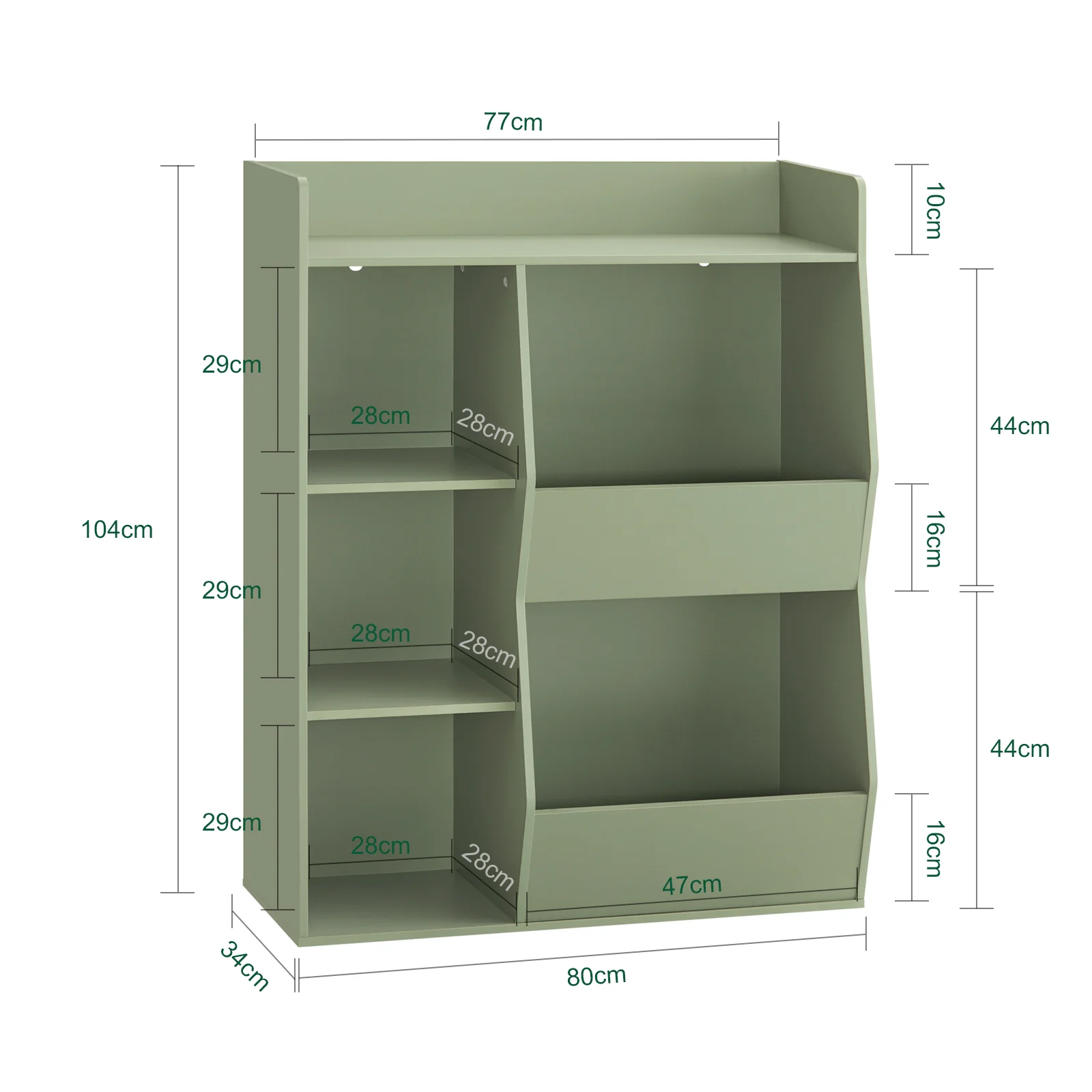 SoBuy KMB55-K-GR Librería Infantil Estantería Montessori con 5 Compartimientos Verde 80x34x104 cm - Image 3
