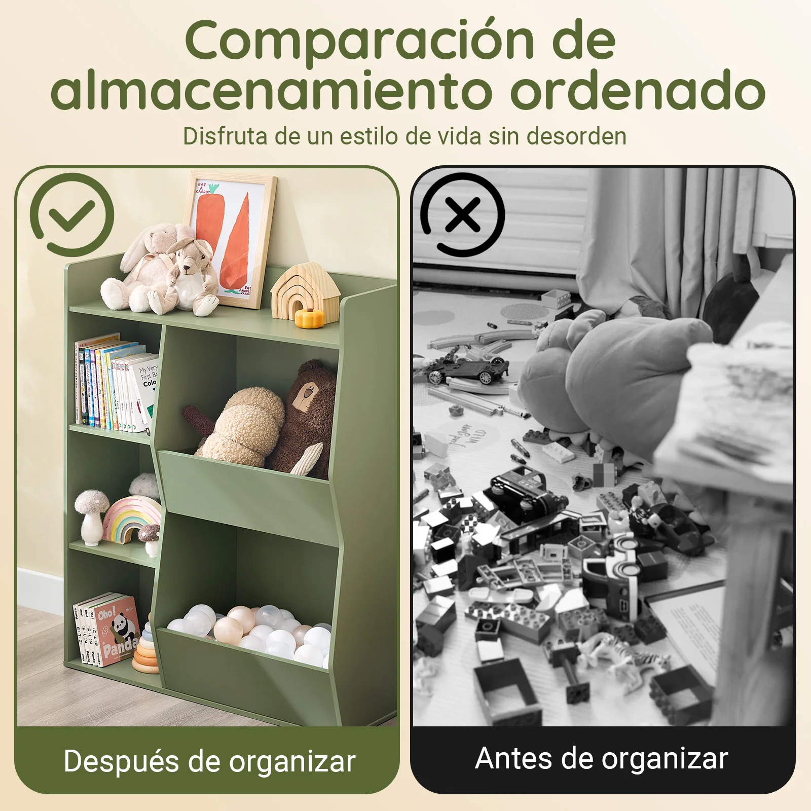 SoBuy KMB55-K-GR Librería Infantil Estantería Montessori con 5 Compartimientos Verde 80x34x104 cm - Image 5