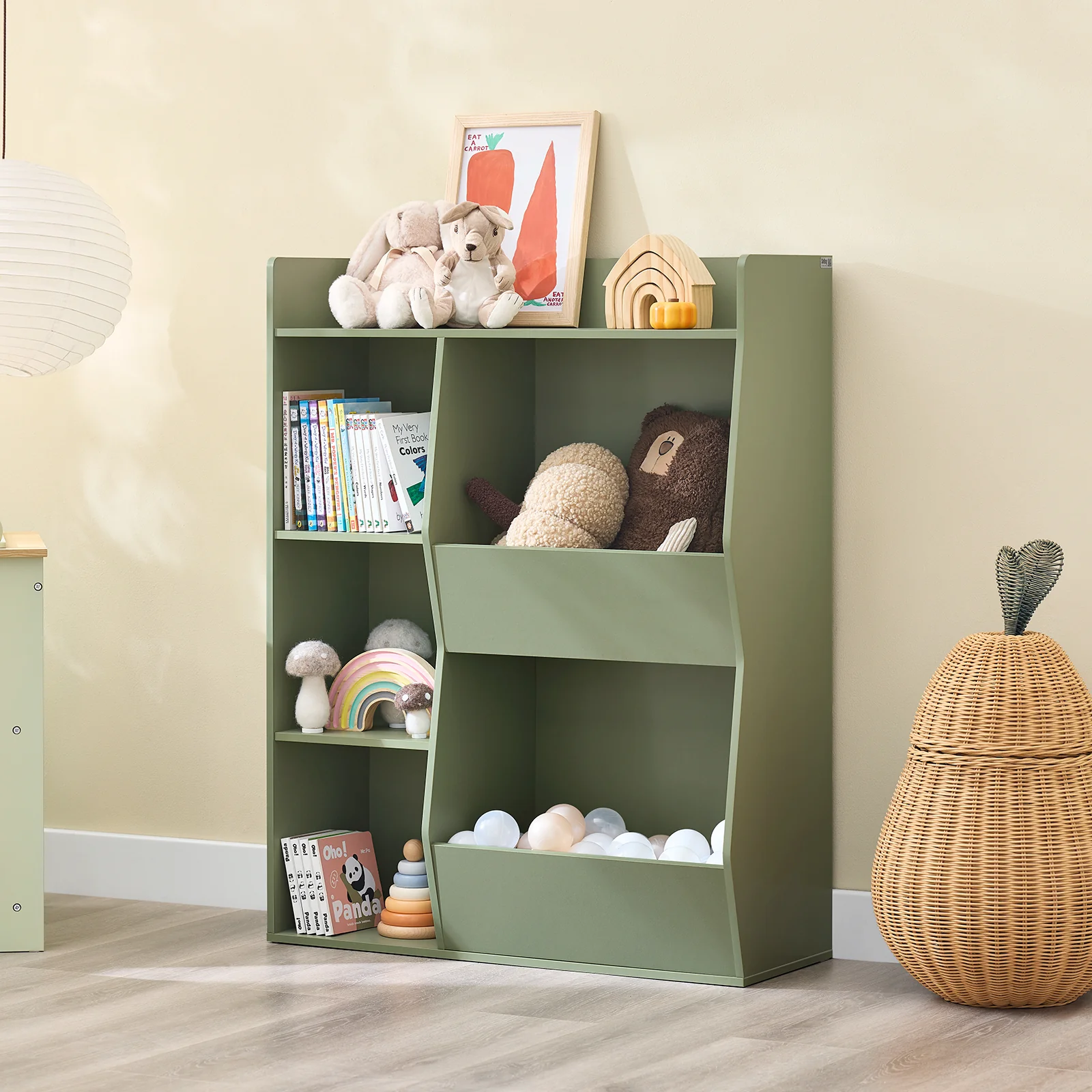 SoBuy KMB55-K-GR Librería Infantil Estantería Montessori con 5 Compartimientos Verde 80x34x104 cm - Image 8