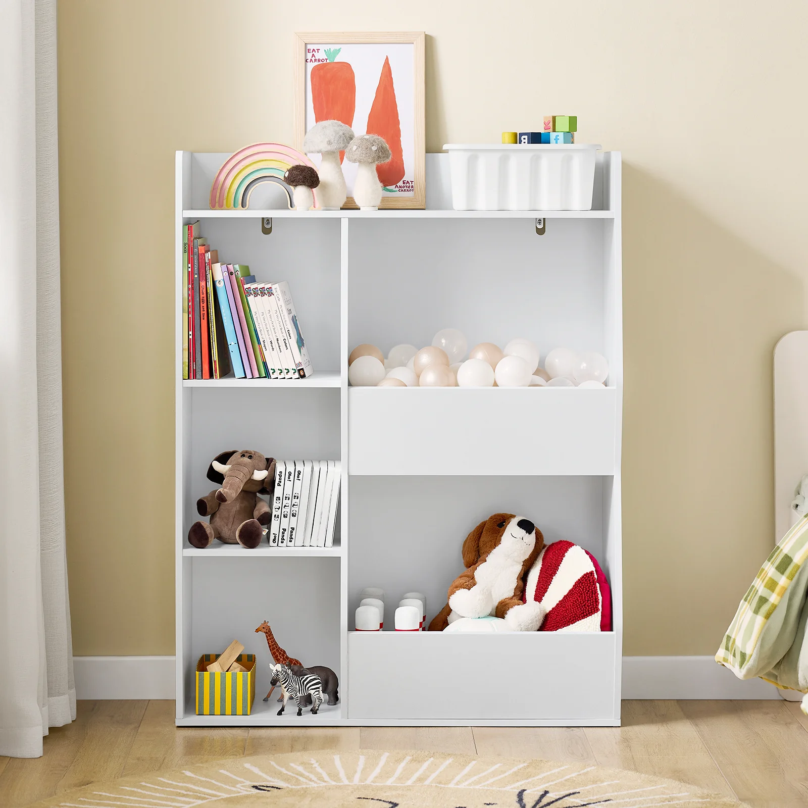 SoBuy KMB55-K-W LibrerÃa Infantil EstanterÃa Montessori con 5 Compartimientos Blanco 80x34x104 cm - Image 3