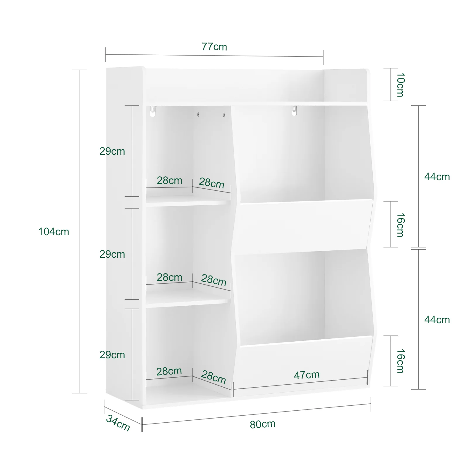 SoBuy KMB55-K-W LibrerÃa Infantil EstanterÃa Montessori con 5 Compartimientos Blanco 80x34x104 cm - Image 4