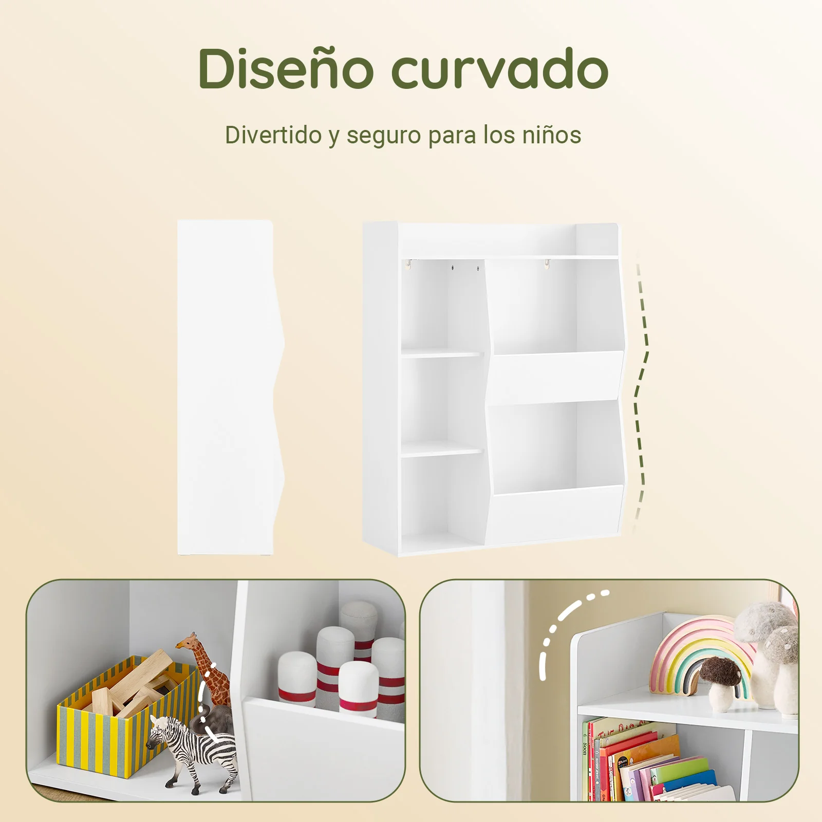 SoBuy KMB55-K-W LibrerÃa Infantil EstanterÃa Montessori con 5 Compartimientos Blanco 80x34x104 cm - Image 5