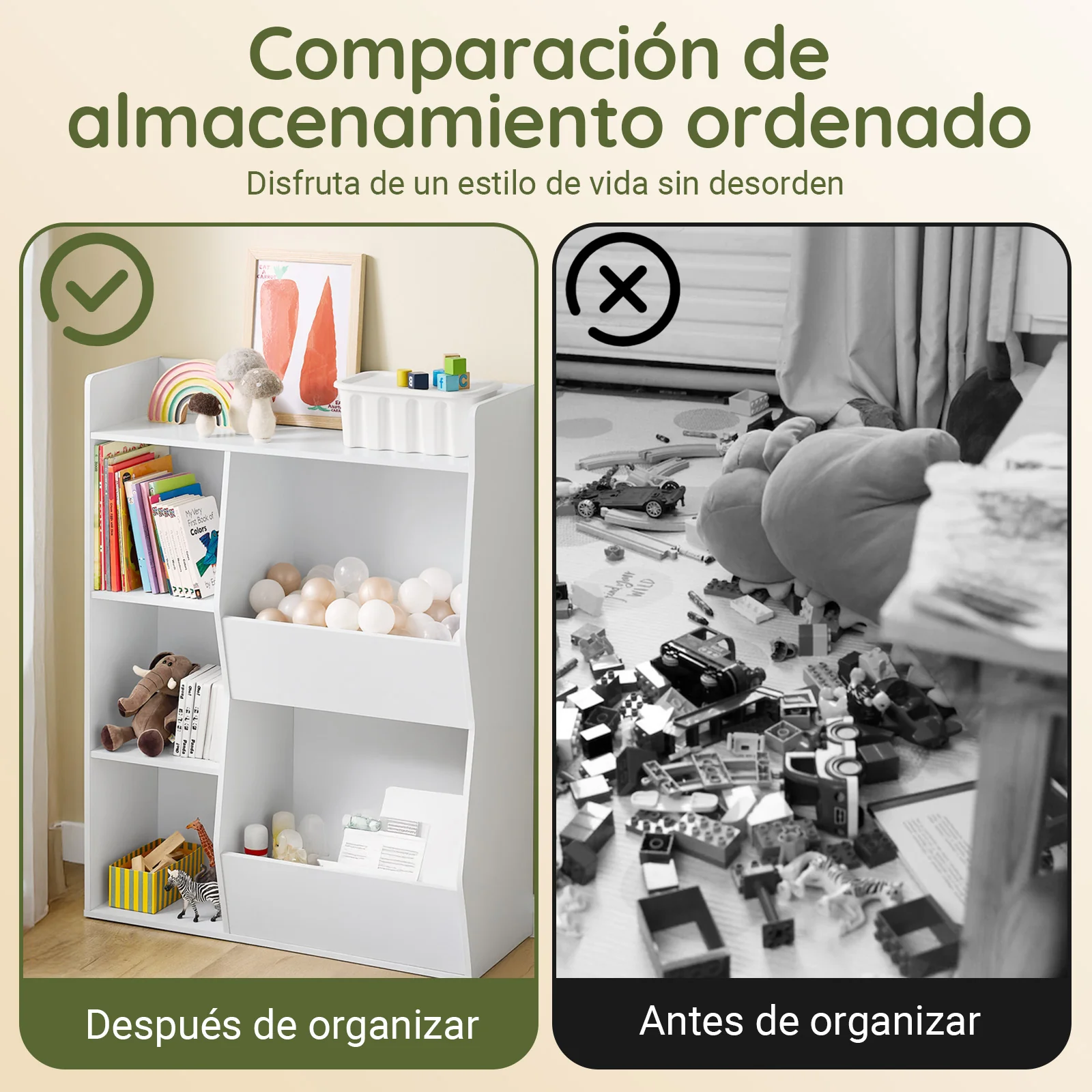 SoBuy KMB55-K-W LibrerÃa Infantil EstanterÃa Montessori con 5 Compartimientos Blanco 80x34x104 cm - Image 6