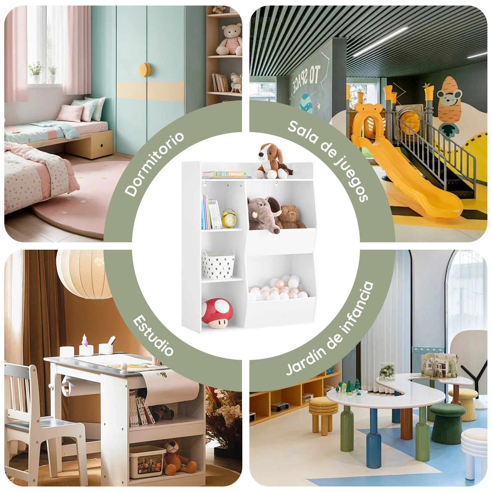 SoBuy KMB55-K-W LibrerÃa Infantil EstanterÃa Montessori con 5 Compartimientos Blanco 80x34x104 cm - Image 8