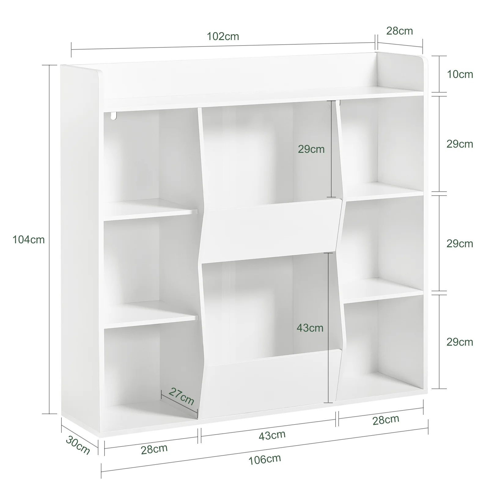 SoBuy KMB55-W Estantería Infantil para libros y Juguetes con 6 estantes y 2 compartimientos - Image 3