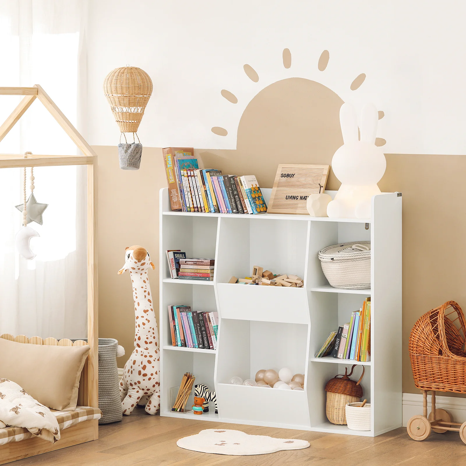 SoBuy KMB55-W Estantería Infantil para libros y Juguetes con 6 estantes y 2 compartimientos - Image 4
