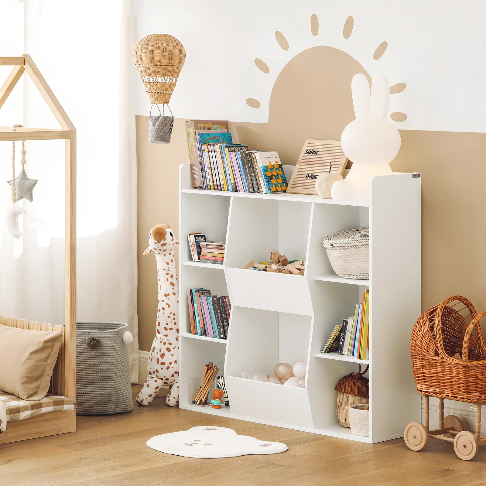 SoBuy KMB55-W Estantería Infantil para libros y Juguetes con 6 estantes y 2 compartimientos - Image 5