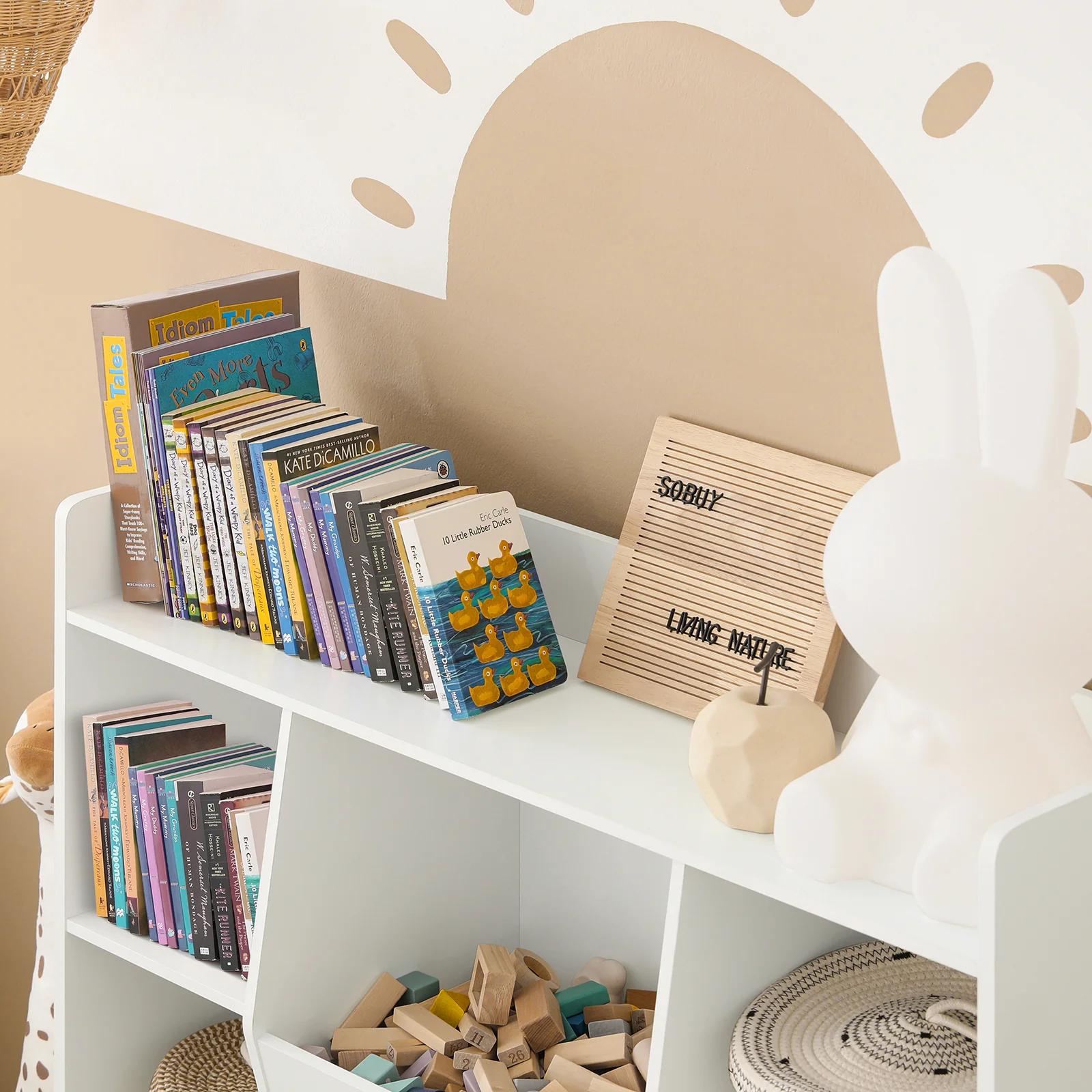 SoBuy KMB55-W Estantería Infantil para libros y Juguetes con 6 estantes y 2 compartimientos - Image 6