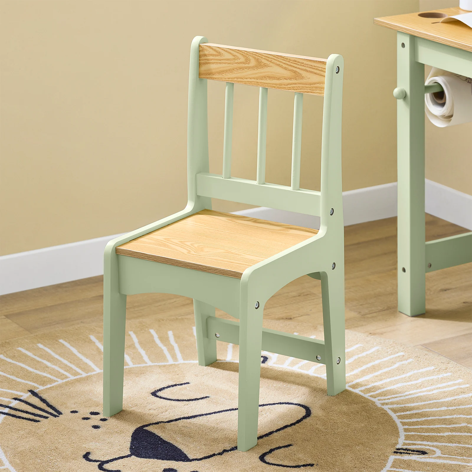 SoBuy KMB60-GR Mesa y Silla Infantil con 2 Estantes 3 portabolígrafos Verde 80x50x66cm - Image 6