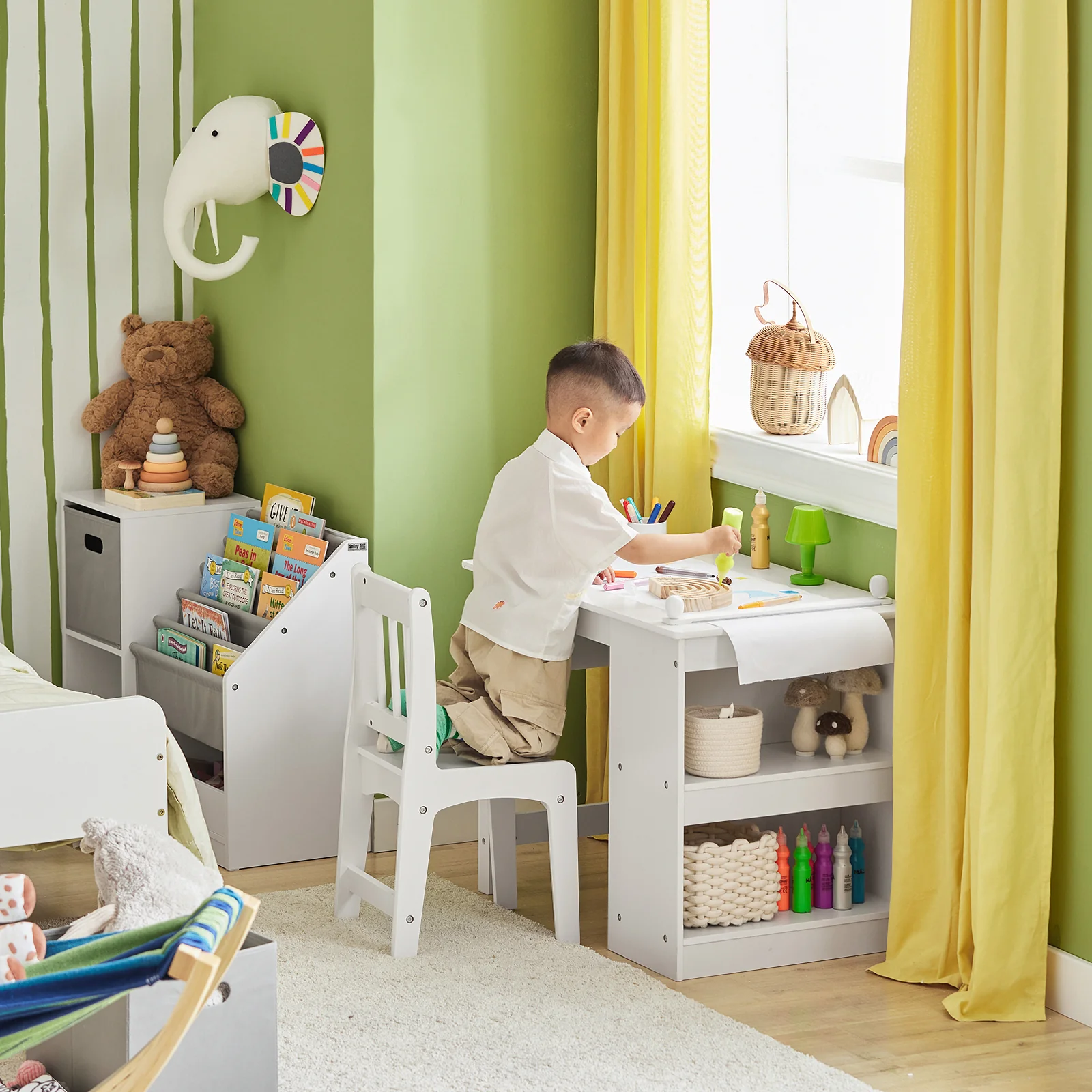 SoBuy KMB60-W Juego de Mesa y Silla Infantil Escritorio Infantil con 3 Portalápices - Image 7