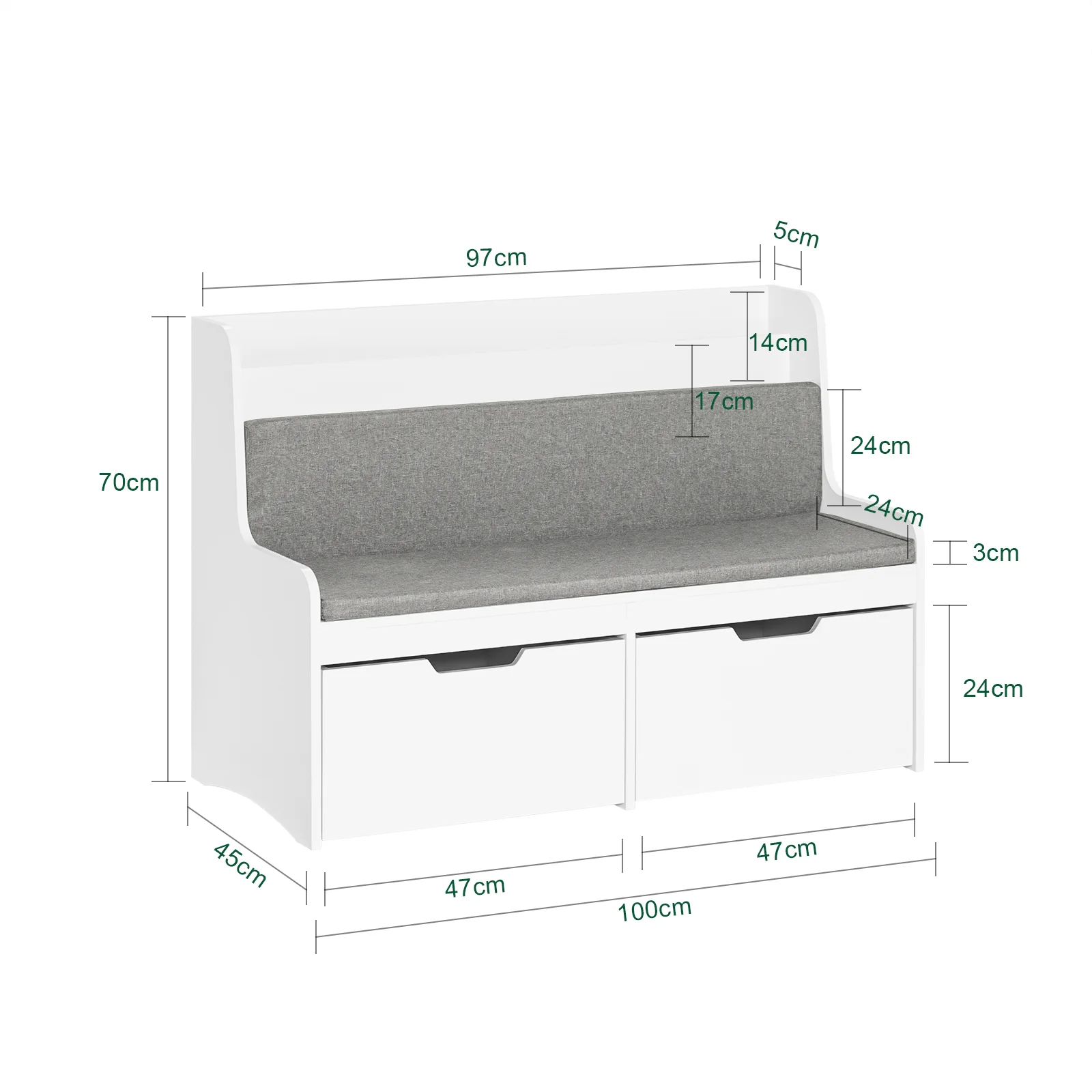 SoBuy KMB66-W Estantería con cojín de Asiento Banco Almacenamiento Infantil - Image 3
