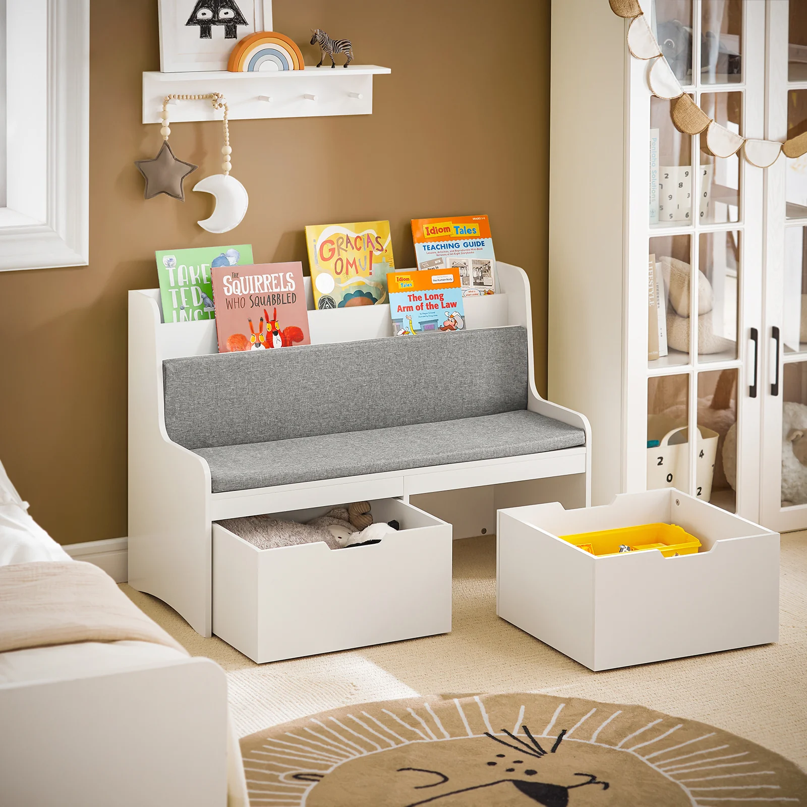 SoBuy KMB66-W Estantería con cojín de Asiento Banco Almacenamiento Infantil - Image 5