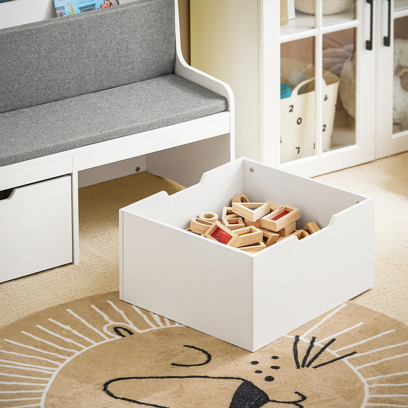 SoBuy KMB66-W Estantería con cojín de Asiento Banco Almacenamiento Infantil - Image 8