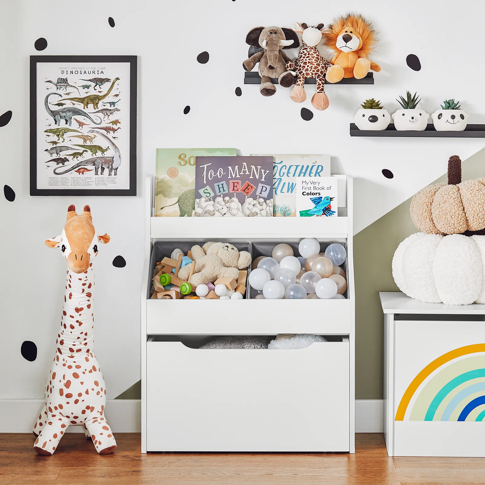 SoBuy KMB71-W LibrerÃa Infantil para niños con 1 Estante y 3 Cajas con Ruedas Blanco 63 x 32 x 80 cm - Image 3