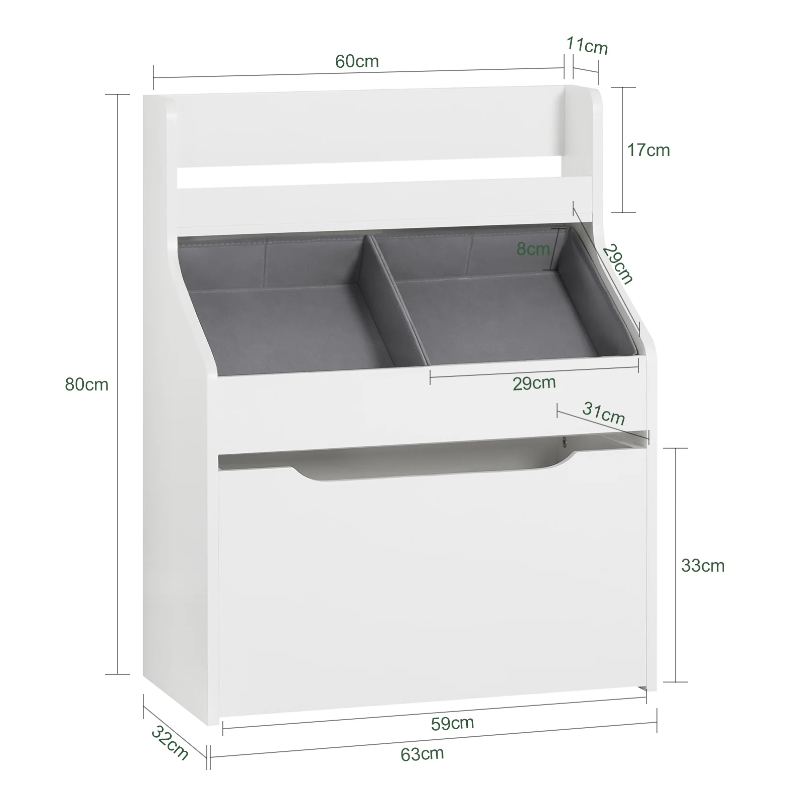 SoBuy KMB71-W LibrerÃa Infantil para niños con 1 Estante y 3 Cajas con Ruedas Blanco 63 x 32 x 80 cm - Image 5