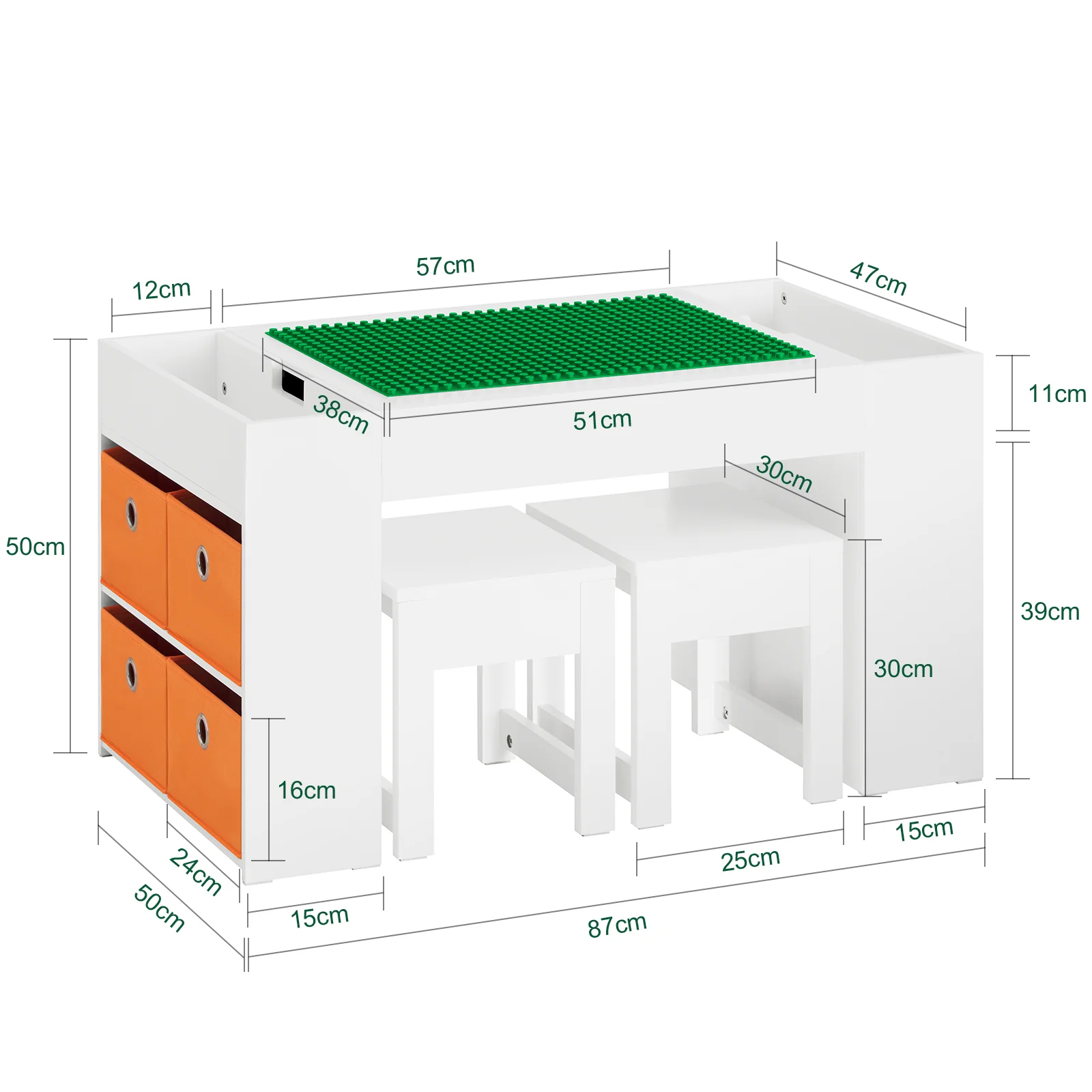 Preventa-SoBuy KMB75-W Juego de Mesa Infantil y 2 Sillas Mesa con 8 Cestas - Image 3