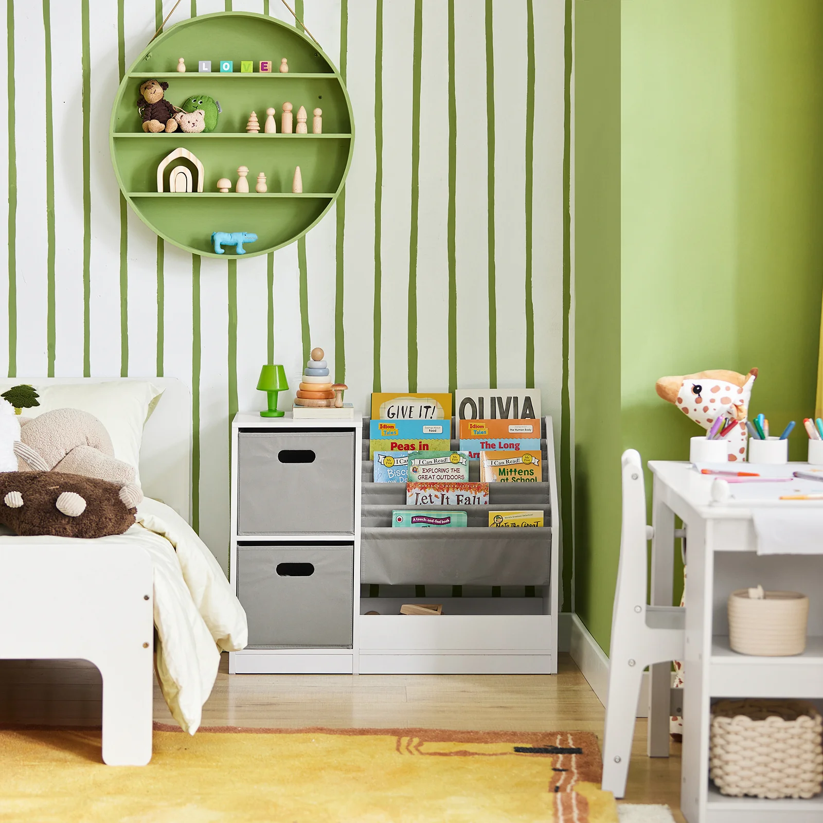 SoBuy KMB76-W Librería Infantil para niños con 2 Cestas y 1 Compartimiento - Image 2