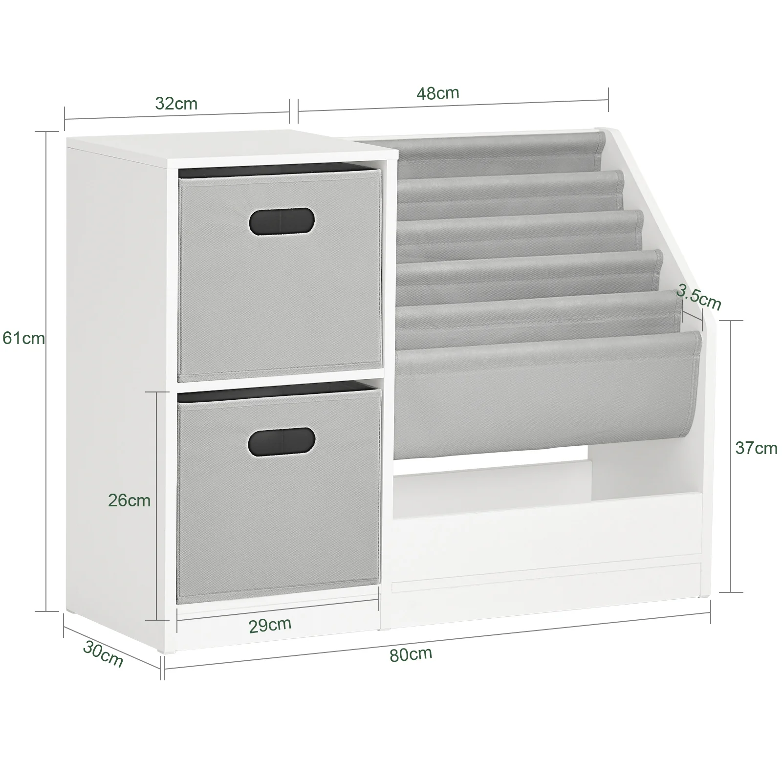 SoBuy KMB76-W Librería Infantil para niños con 2 Cestas y 1 Compartimiento - Image 3