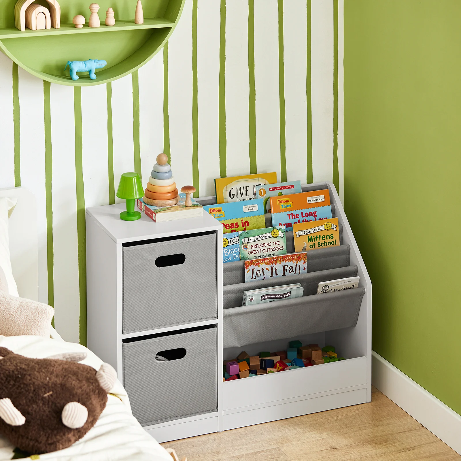 SoBuy KMB76-W Librería Infantil para niños con 2 Cestas y 1 Compartimiento - Image 5