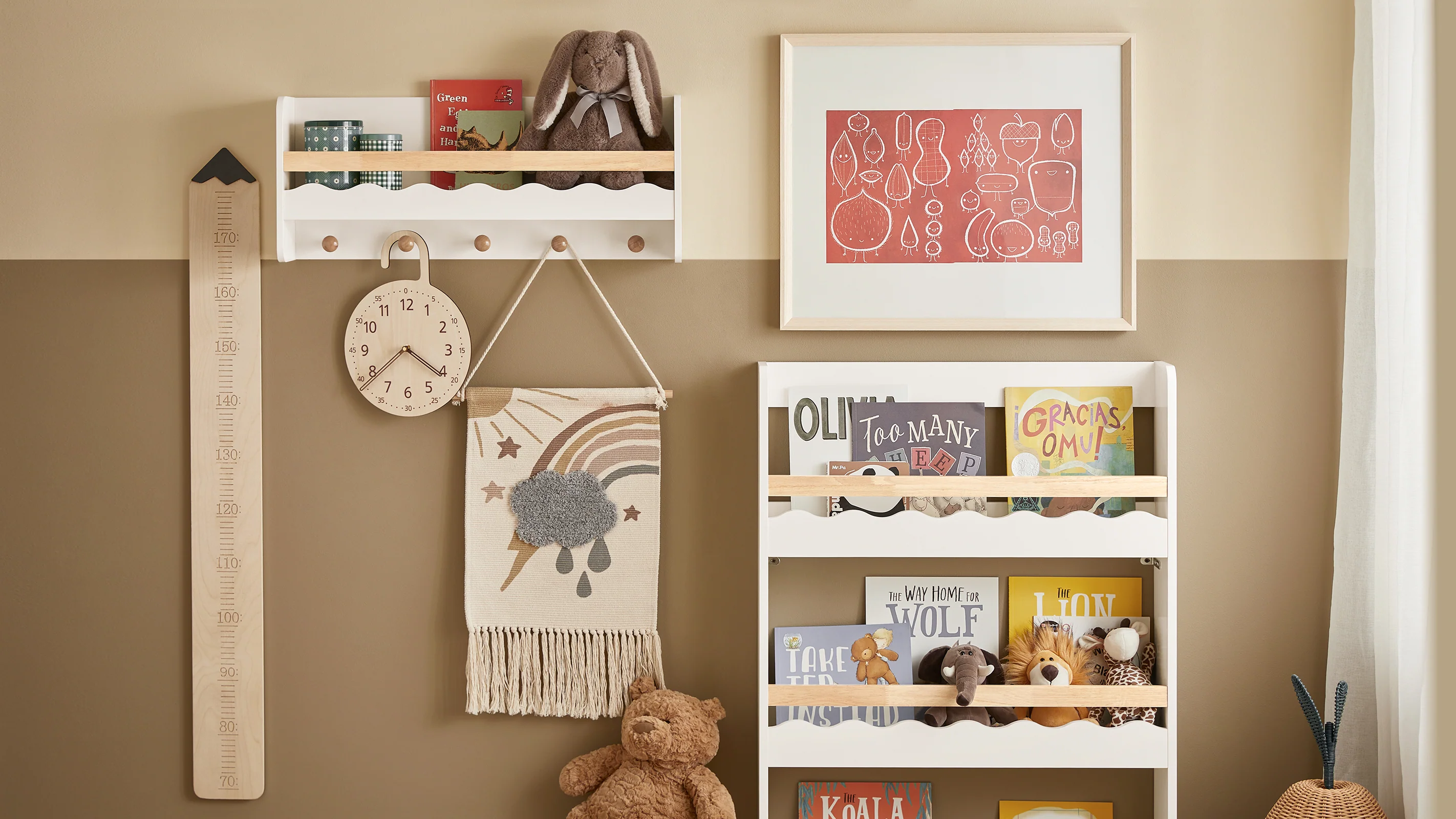 SoBuy KMB78-W Librería Infantil de Pared con 5 ganchos - Image 3
