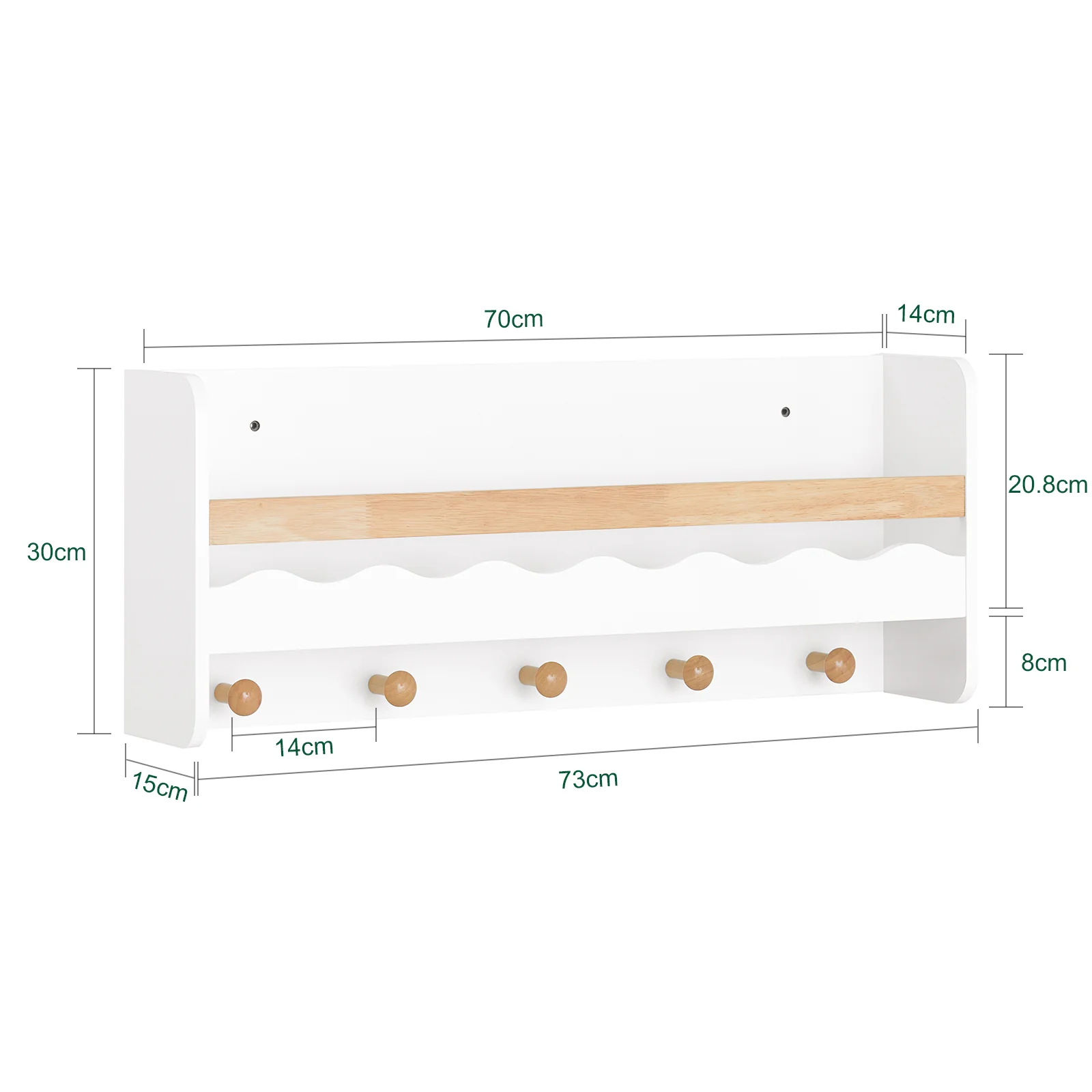 SoBuy KMB78-W Librería Infantil de Pared con 5 ganchos - Image 4