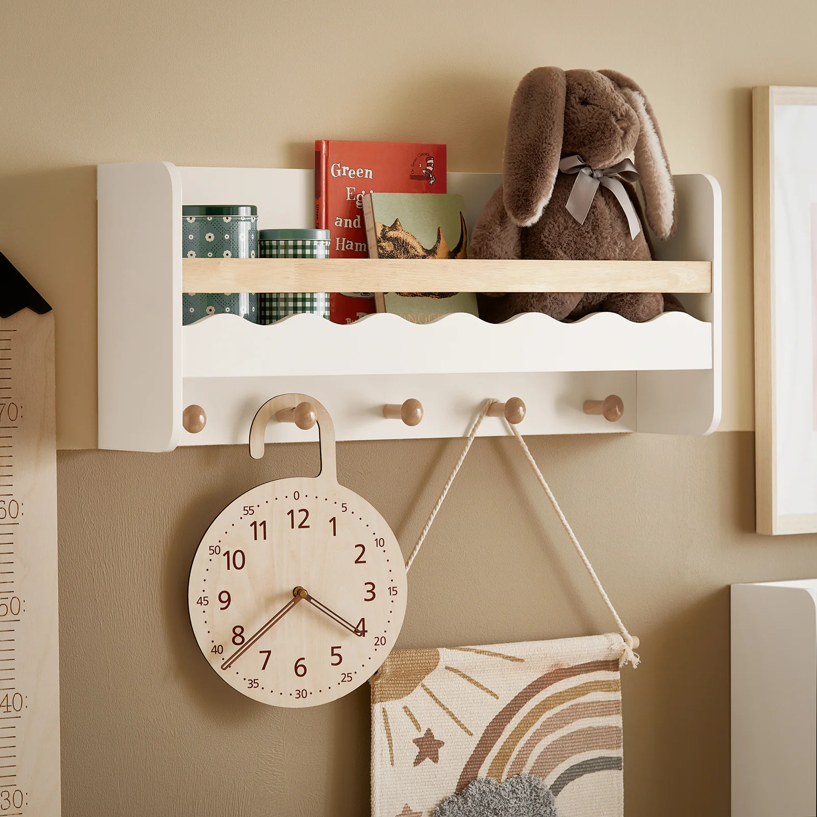 SoBuy KMB78-W Librería Infantil de Pared con 5 ganchos - Image 5