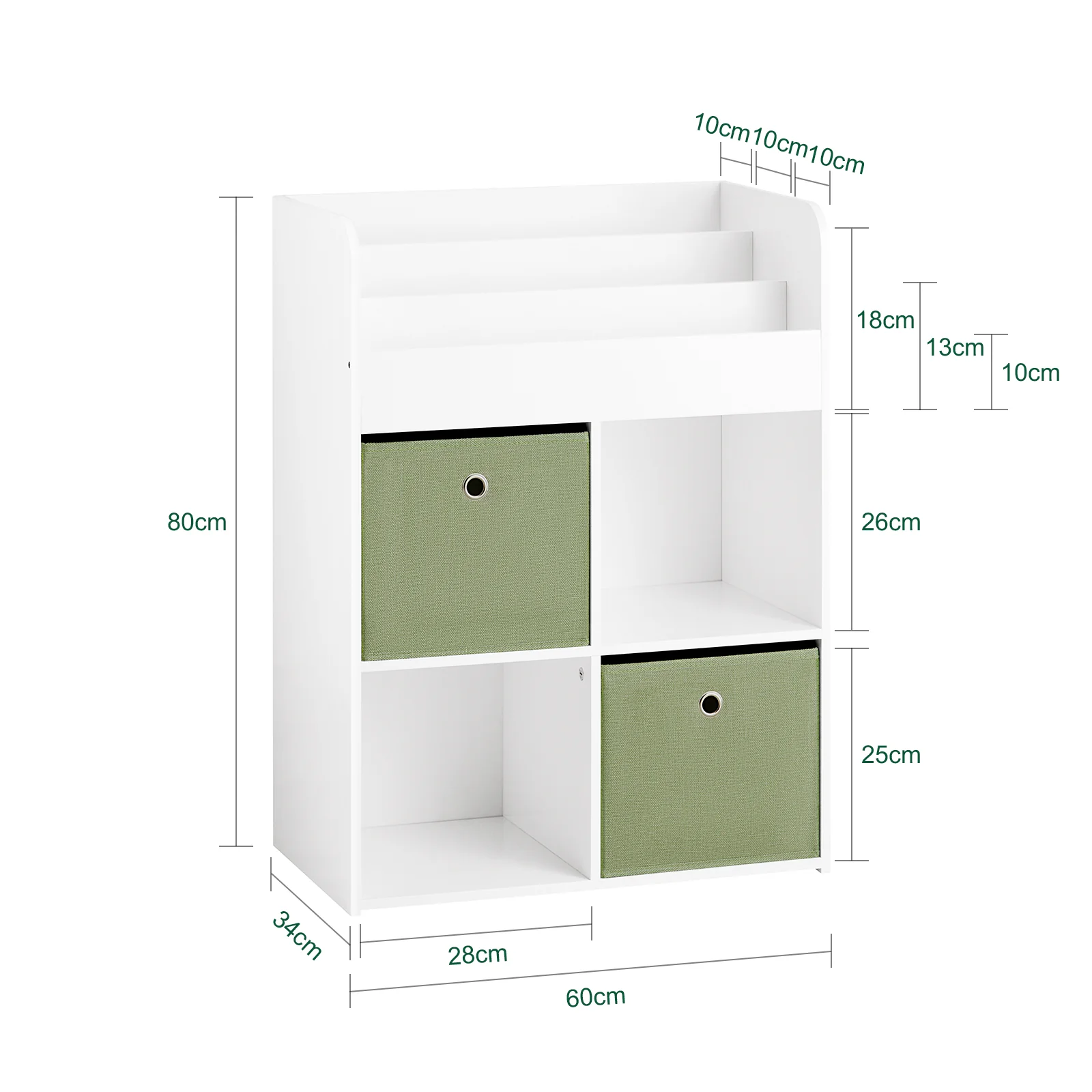 SoBuy KMB79-W Estantería Infantil de Juguetes y Libros con 2 Cestas y 3 Niveles 60 x 34 x 80 cm - Image 3