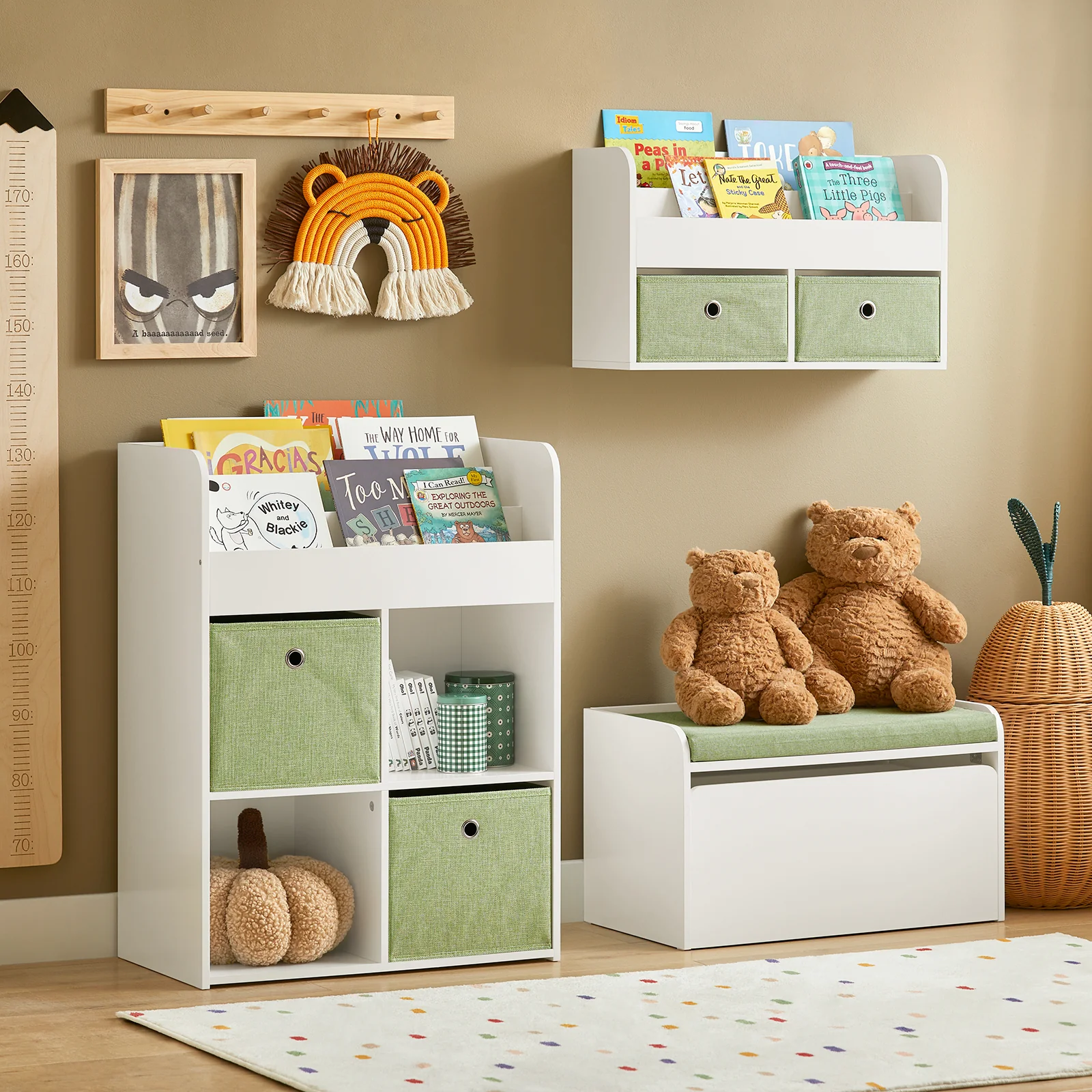SoBuy KMB79-W Estantería Infantil de Juguetes y Libros con 2 Cestas y 3 Niveles 60 x 34 x 80 cm - Image 4