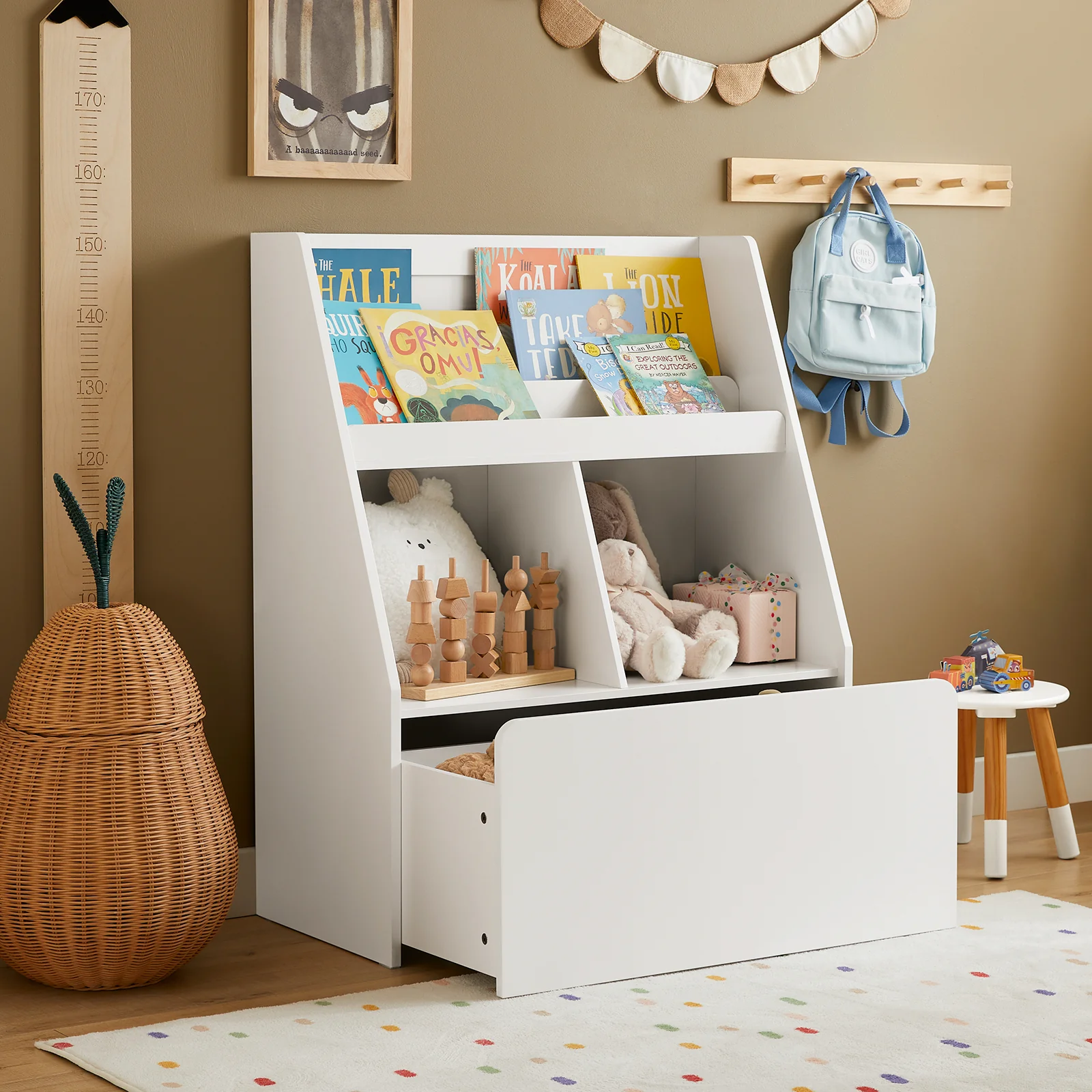 Preventa-SoBuy KMB83-W Librería para Niños con 1 Caja con Ruedas Blanco 80 x 40 x 100 cm - Image 2