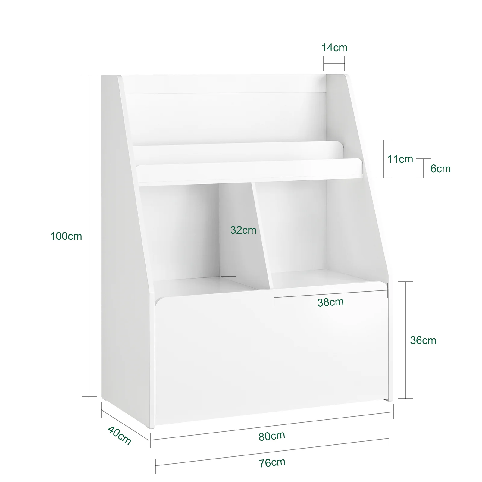 Preventa-SoBuy KMB83-W Librería para Niños con 1 Caja con Ruedas Blanco 80 x 40 x 100 cm - Image 3